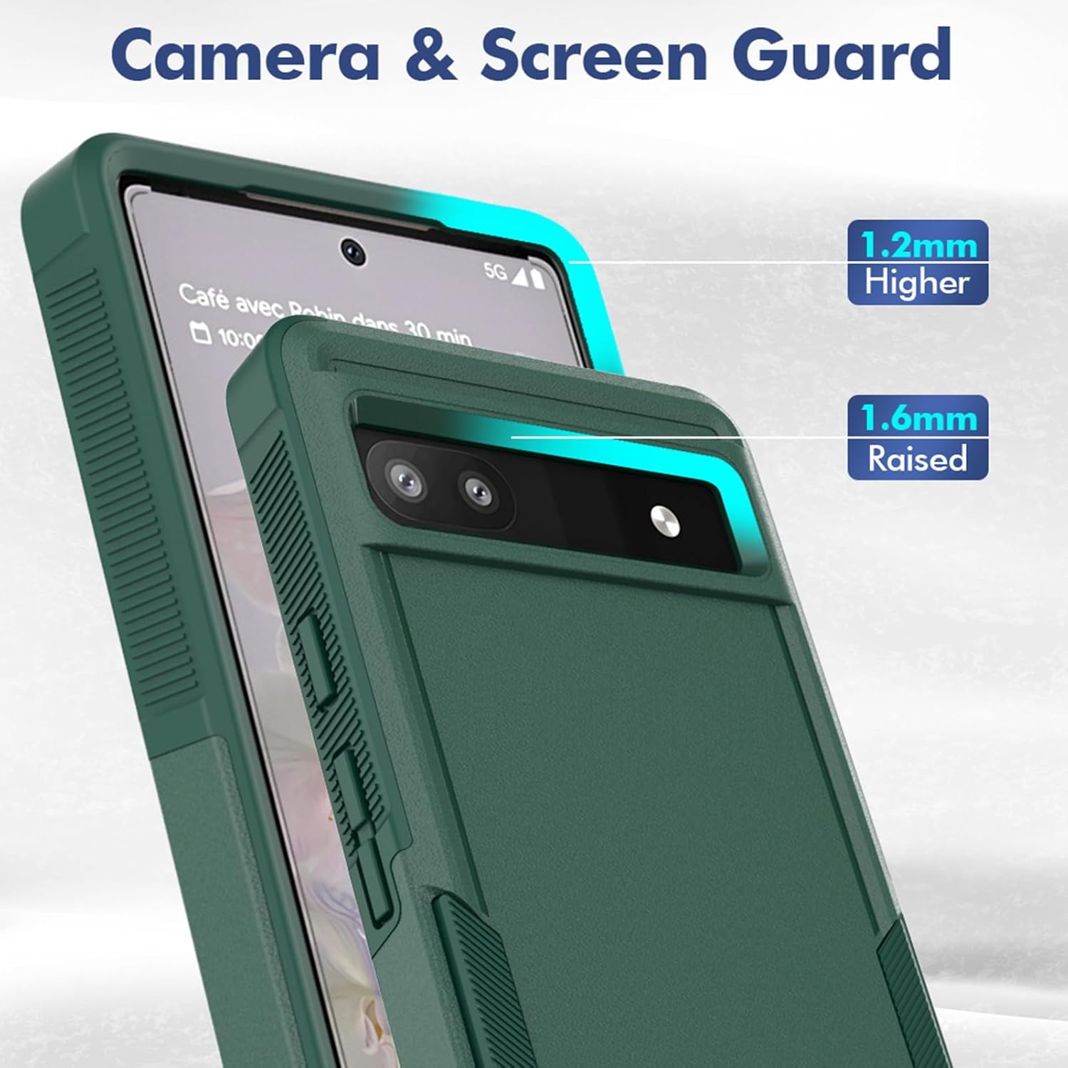 Funda para Google Pixel 6A, funda de teléfono Dual Guard Pixel 6A, carcasa rígida de silicona híbrida a prueba de golpes, funda protectora de cuerpo