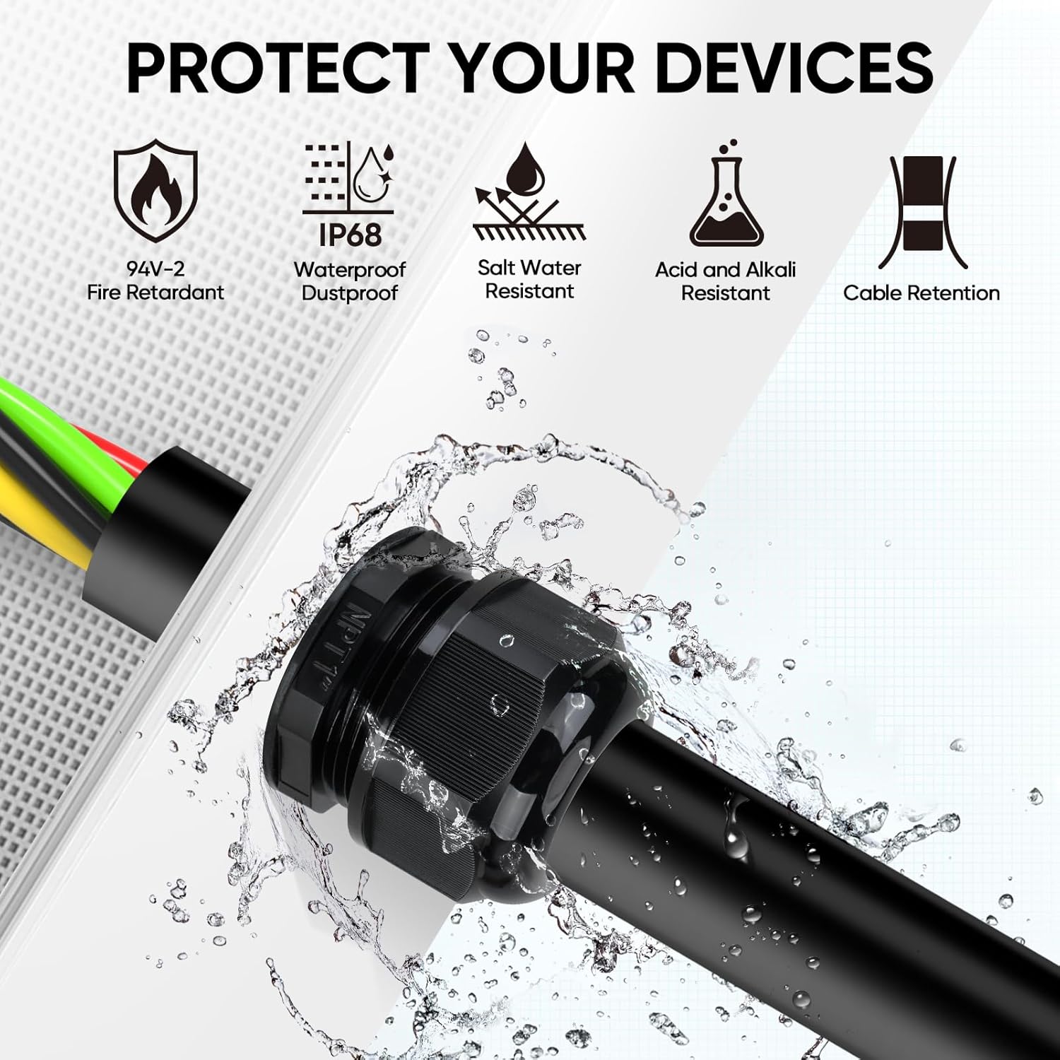 Caja de conexiones eléctrica impermeable IP67+20 PC IP68 Kit de glándula de cable impermeable