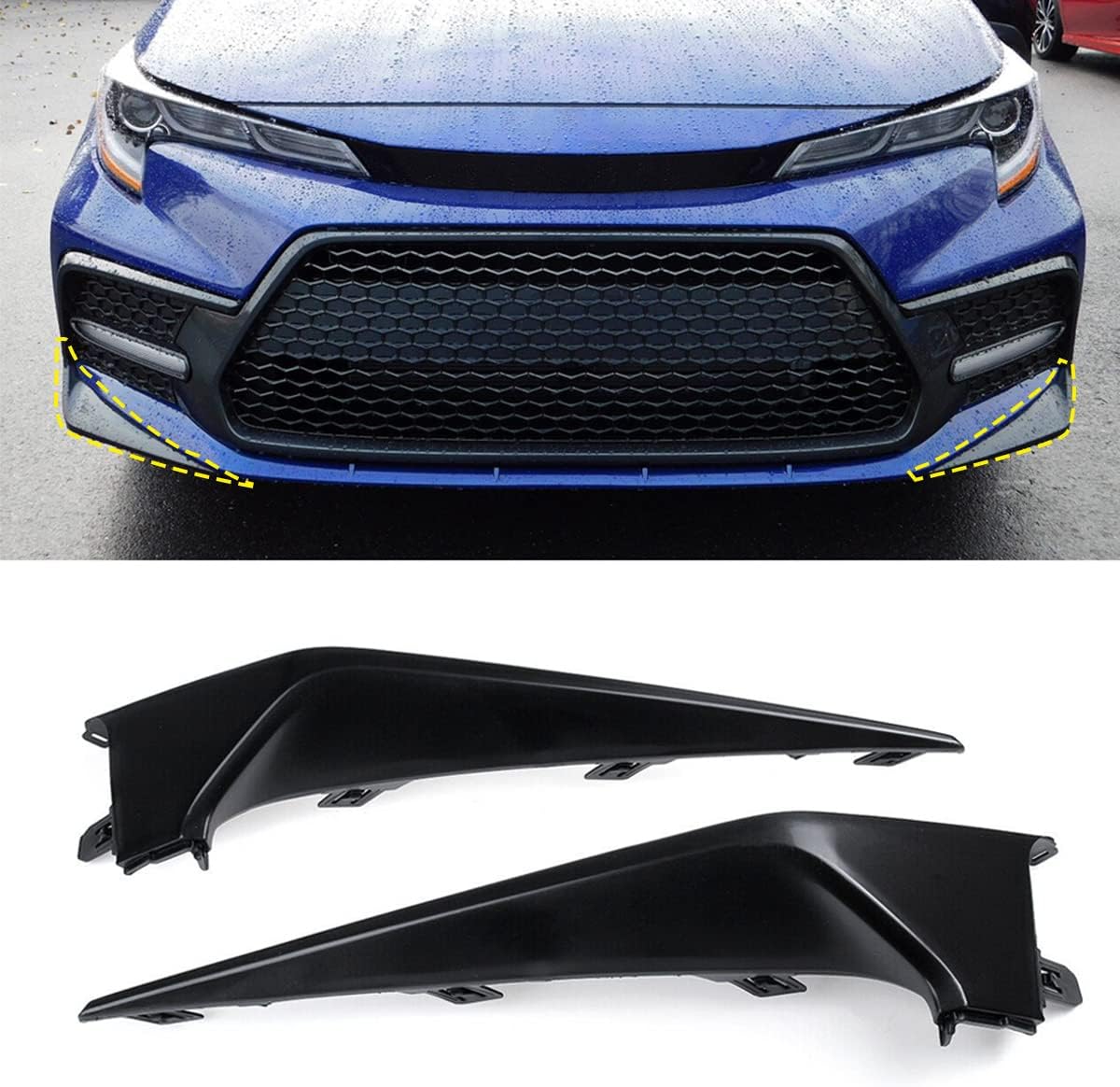 Moldura de parachoques delantero compatible con Toyota Corolla SE XSE 2020 2021 de repuesto para conductor y pasajero, cubierta divisora de labio