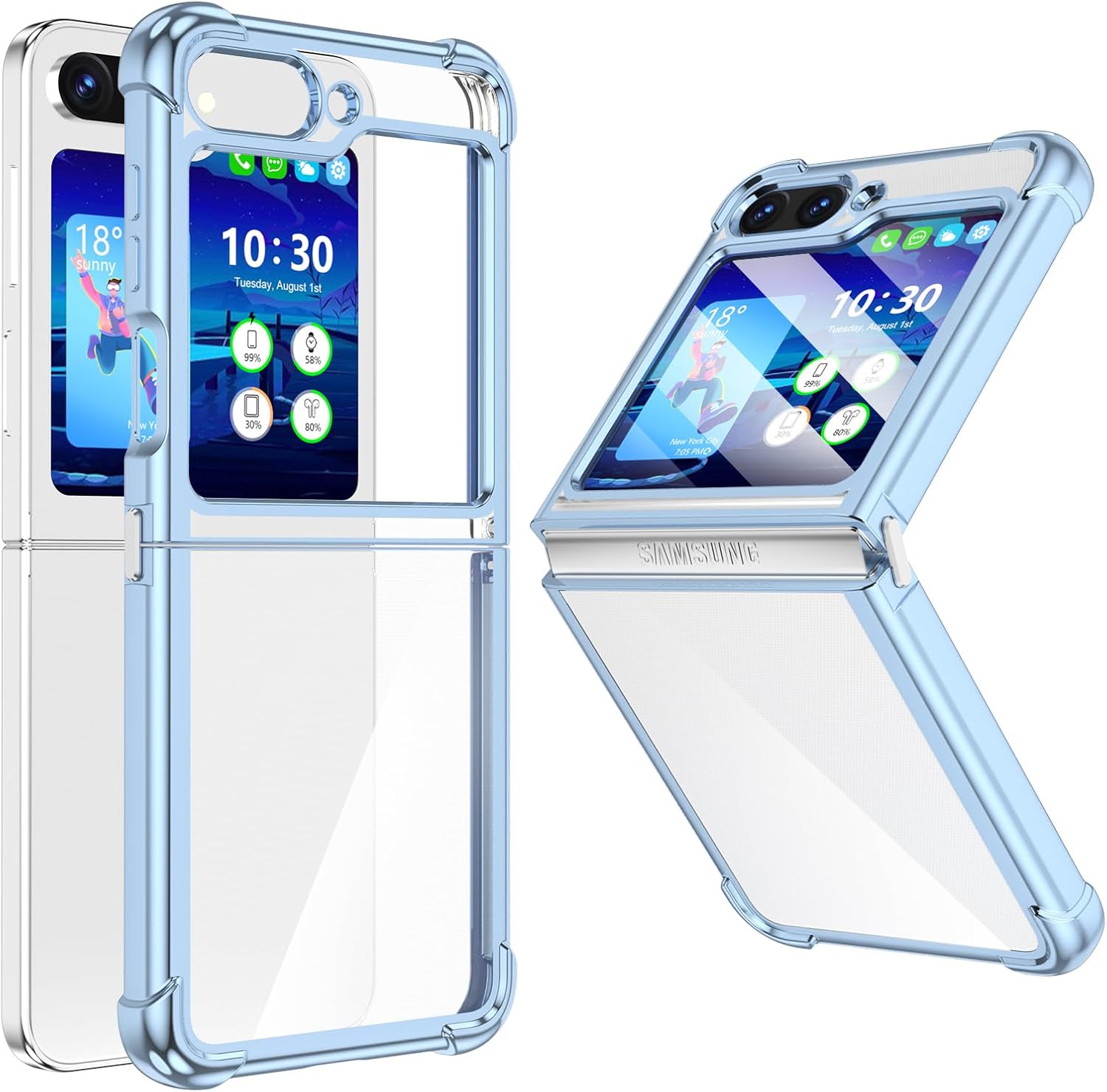 Funda para Galaxy Z Flip 5, funda Z Flip 5, transparente, delgada, transparente, bisagra a prueba de golpes, suave TPU flip5 funda para teléfono