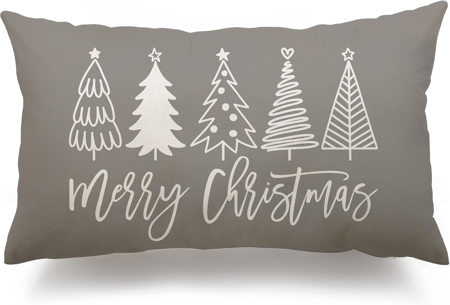 DFXSZ Fundas de almohada de Navidad de 12 x 20 pulgadas, diseño de árbol de Navidad, color gris, decoración de invierno y Navidad para el sofá del
