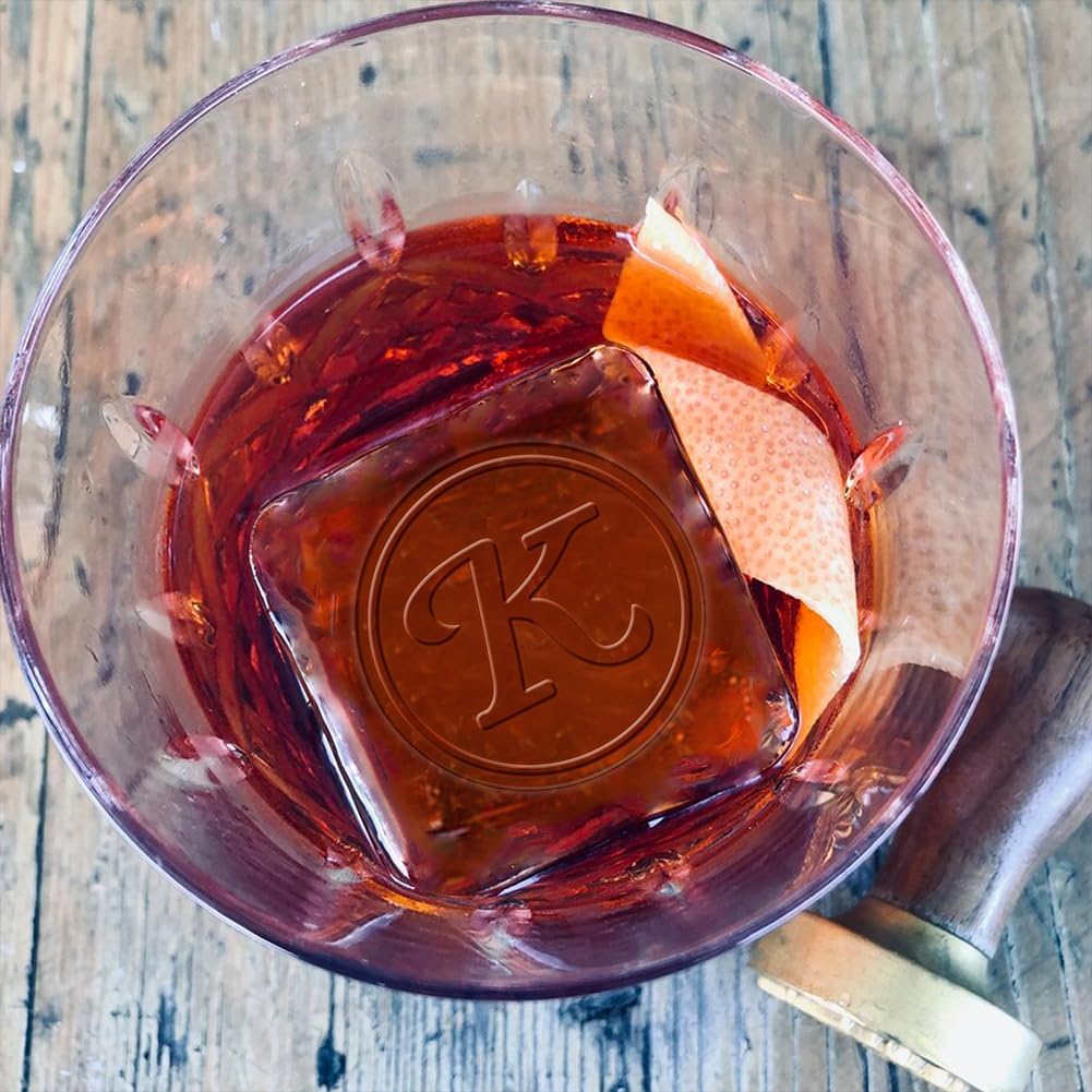 CRASPIRE Initials K Ice Cube – Sello de marca de hielo con cabeza de latón extraíble de latón, repuesto para cócteles, whisky, mojito, monograma,