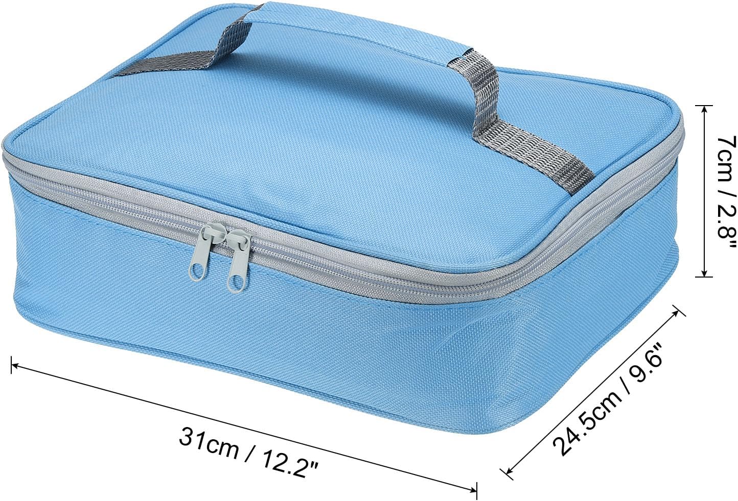 PATIKIL Lonchera térmica de 12.2 x 9.6 x 2.8 pulgadas, lonchera impermeable con asa, bolsa de almuerzo portátil para almacenamiento de alimentos