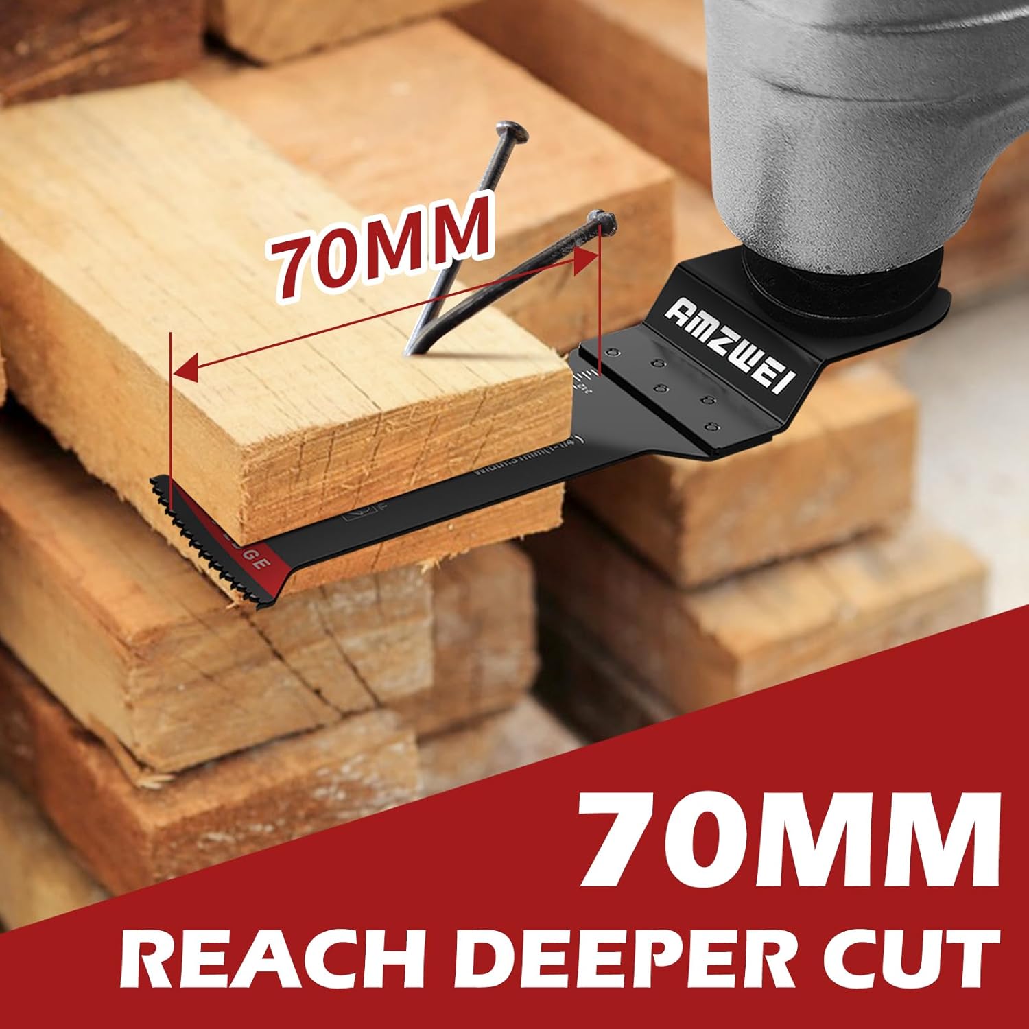 AMZWEI 6 cuchillas oscilantes extralargas, bimetálicas de borde curvado multiherramienta para madera con clavos, metal, madera, plástico, hojas de