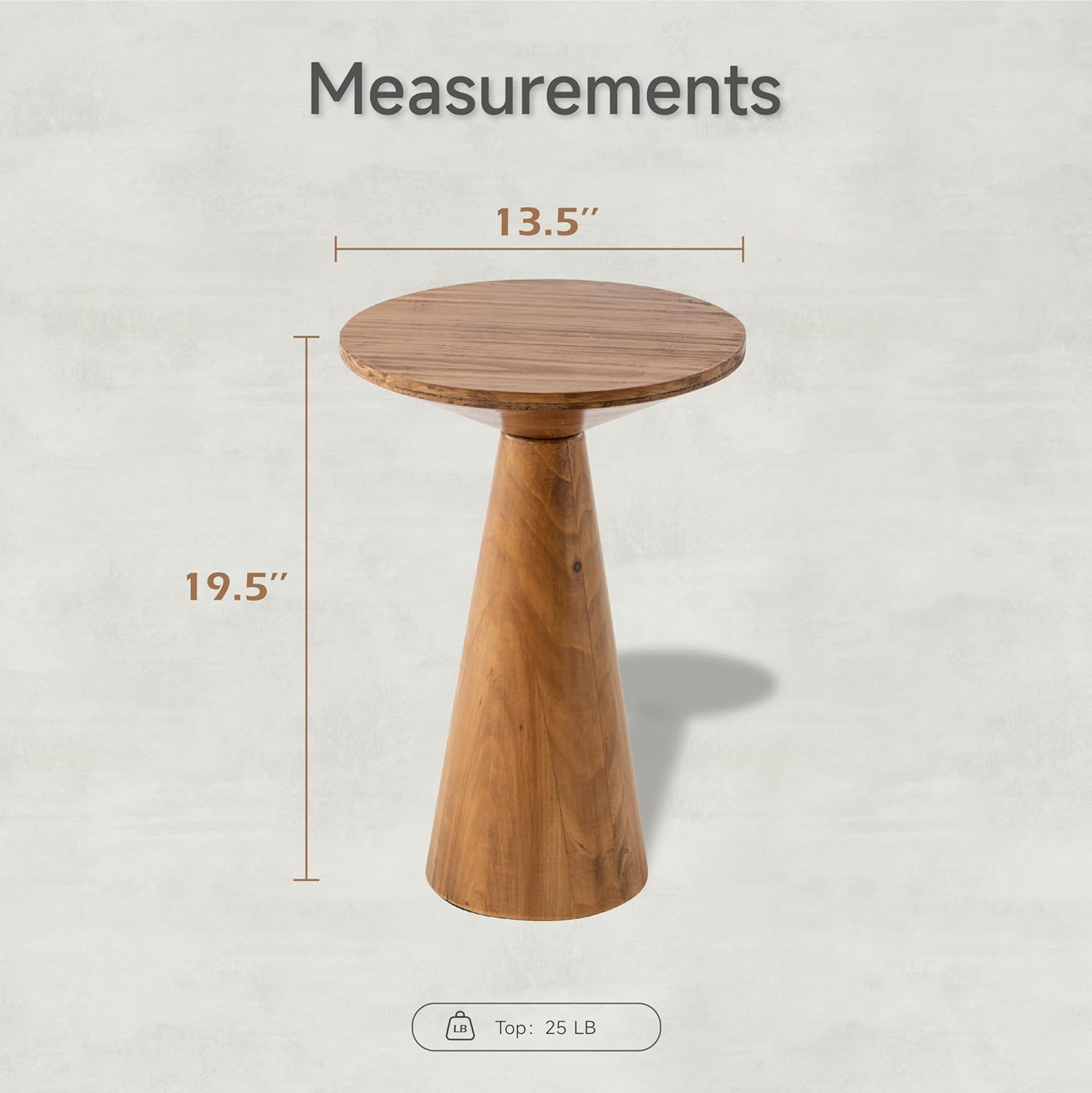 Mesa auxiliar de pedestal pequeña, redonda de granja, mesa de martini, soporte de madera para plantas, mesa rústica para bebidas para espacios