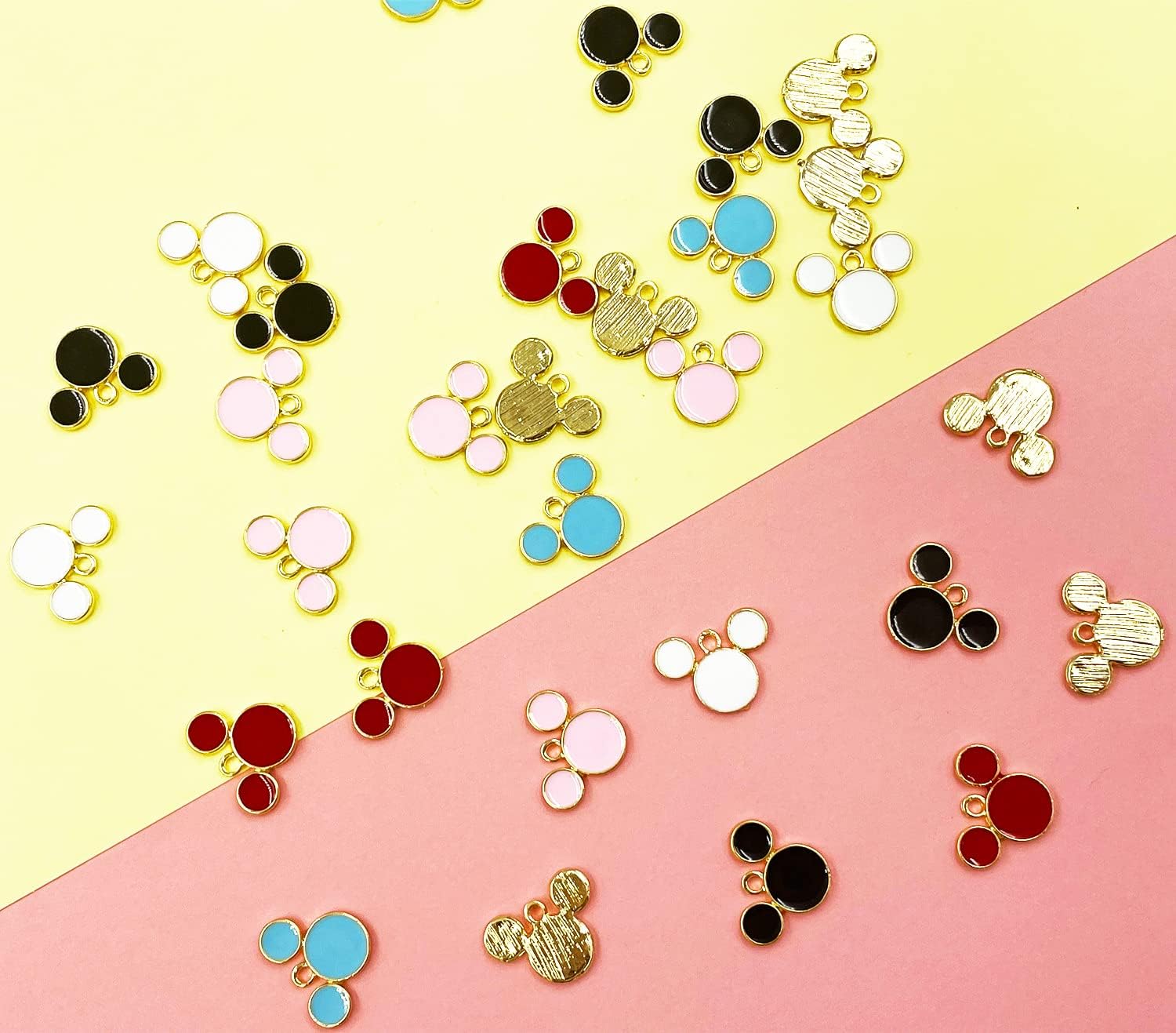 LOPURO Dijes de cabeza de ratón, 30 piezas de dijes coloridos de ratón, llavero, cuentas de ratón para bricolaje, collares, pulseras, aretes,