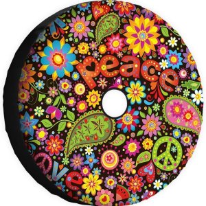 Peace Spare – Cubierta para neumático de rueda de flores, ajuste universal para remolque, RV, SUV, camión, cámper, fundas protectoras de ruedas de Peace Spare – Cubierta para neumático de rueda de flores, ajuste universal para remolque, RV, SUV, camión, cámper, fundas protectoras de ruedas de