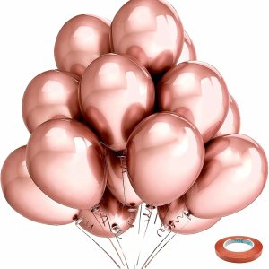 Bezente Globos cromados metálicos de oro rosa, paquete de 100 globos redondos de látex de oro rosa de 12 pulgadas para decoración de bodas, Bezente Globos cromados metálicos de oro rosa, paquete de 100 globos redondos de látex de oro rosa de 12 pulgadas para decoración de bodas,