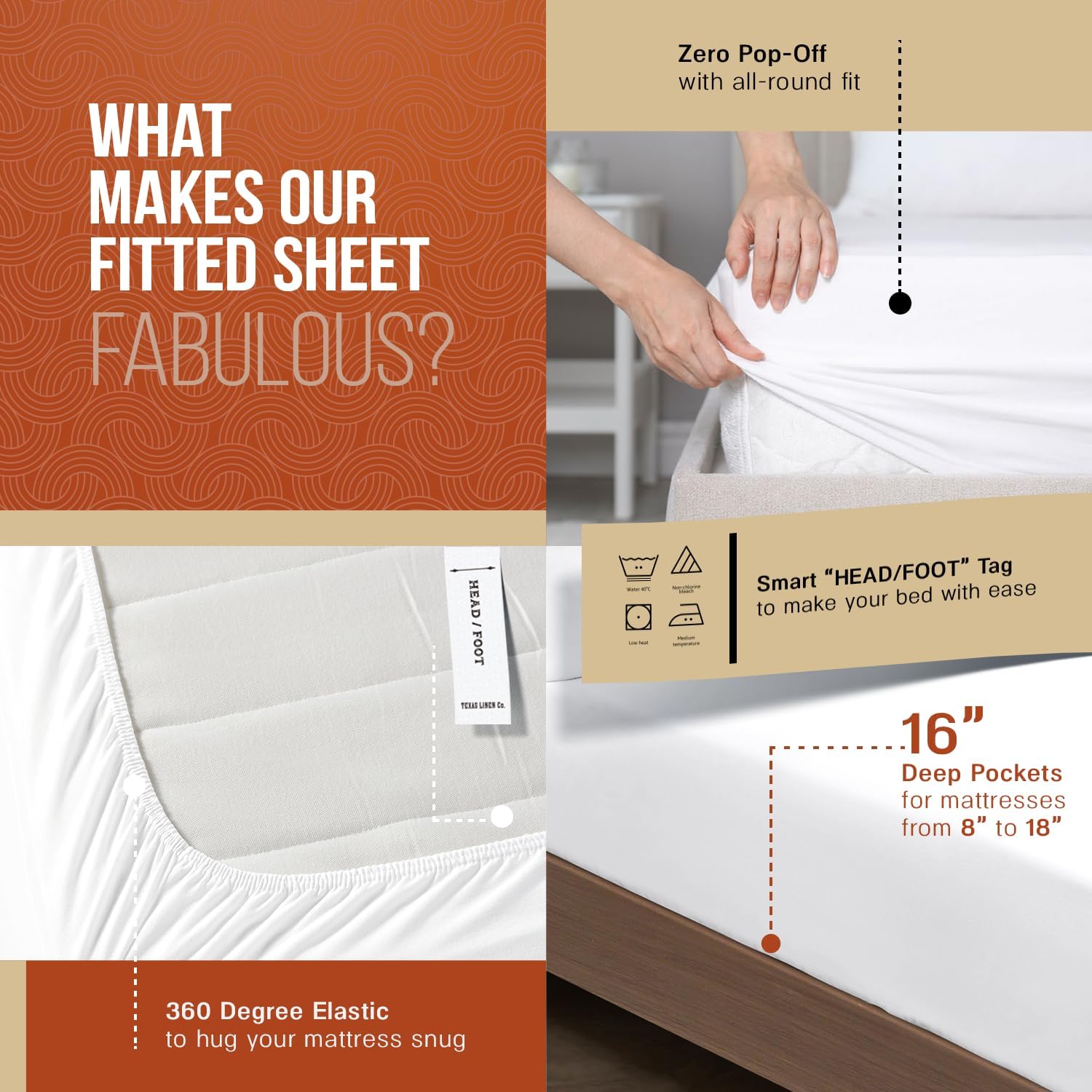 Texas Linen Co. Comfy Sheets – Juego de sábanas de 600 hilos, 100% algodón, 4 piezas de algodón de fibra larga para cama, transpirable, suave y