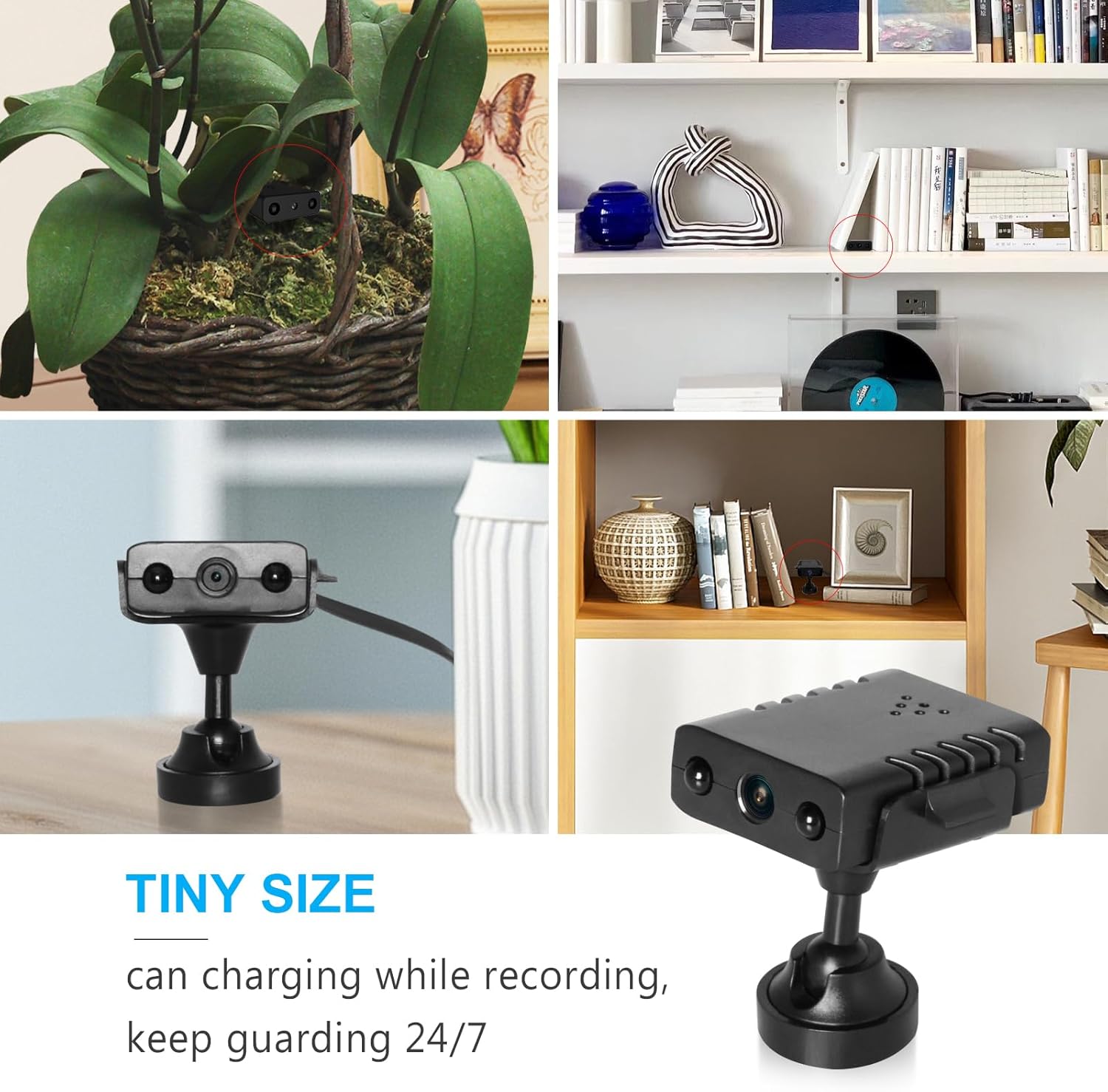 BEEDMXU Cámara de seguridad WiFi inalámbrica oculta espía para oficina en casa cámara interior con detección de movimiento, visión nocturna y