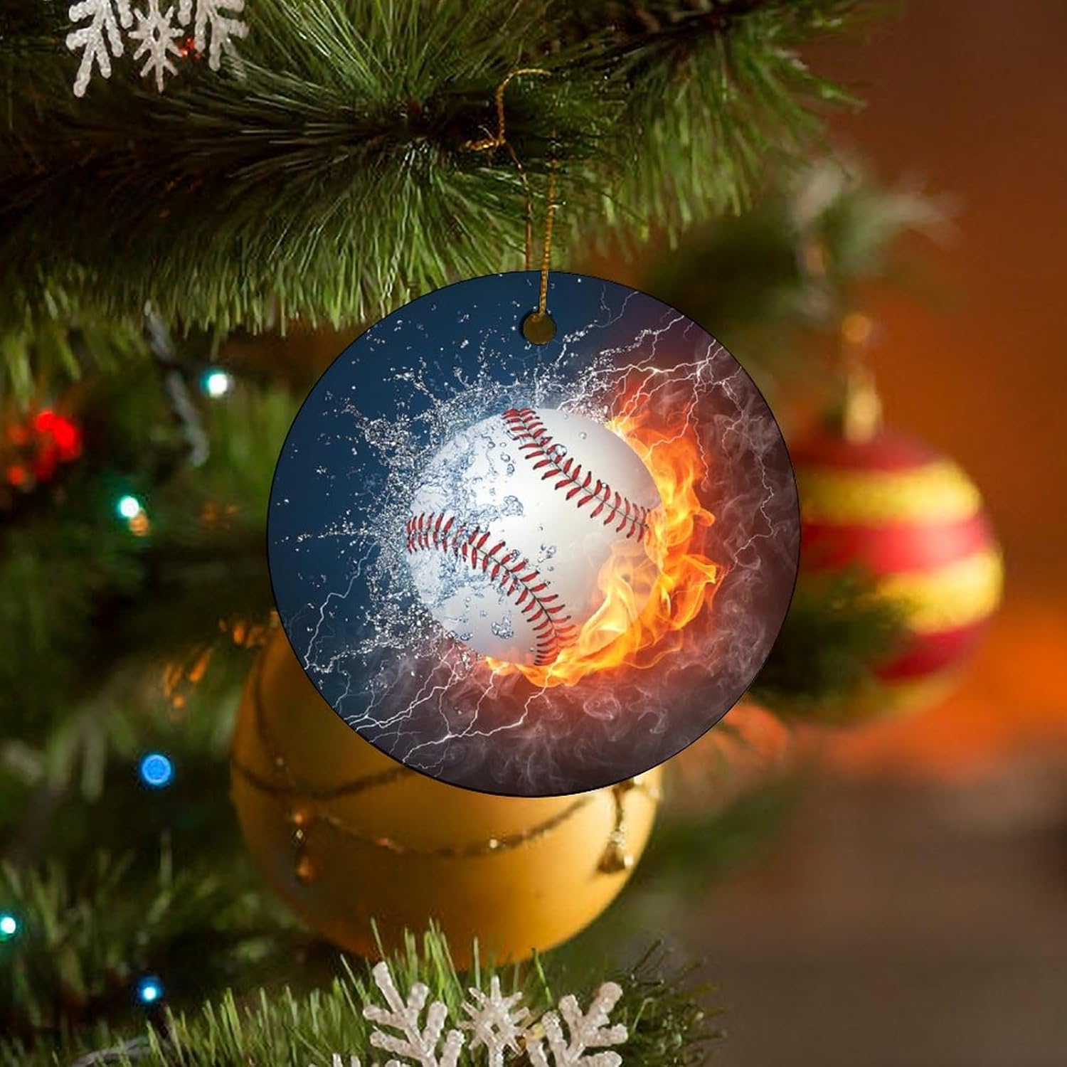 Adornos de Navidad de cerámica 2023, decoraciones para árbol de Navidad para niños, amantes y amigos, adorno colgante de doble cara de 2.8 pulgadas