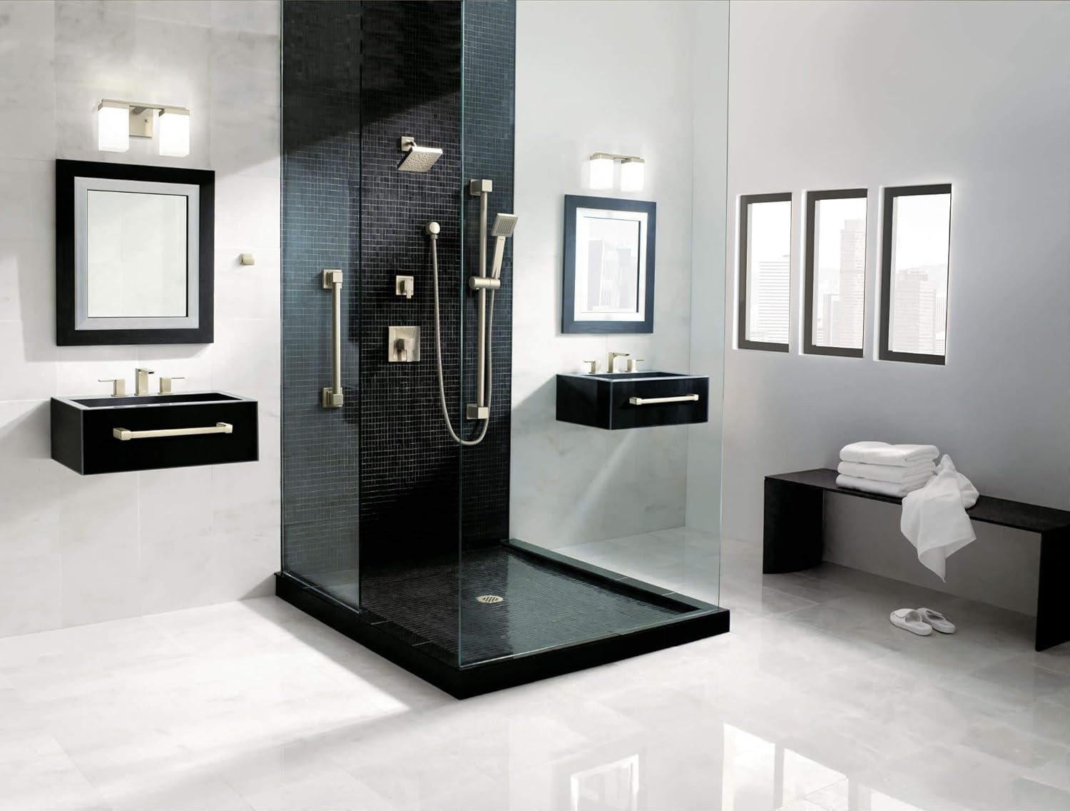 Moen YB8824BN – Toallero de baño moderno de 90 grados, 24 pulgadas, níquel cepillado