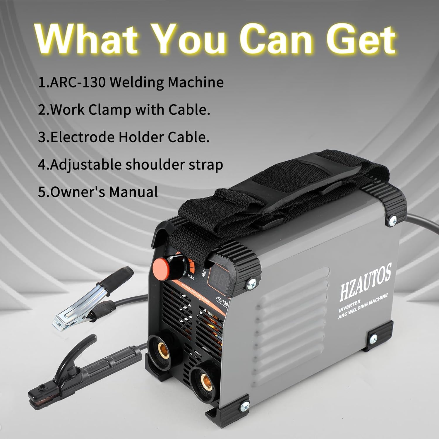 Mini máquina de soldadura  110V 130A ARC MMA soldador portátil con pantalla digital, inversor IGBT, soporte de electrodos y abrazadera de trabajo