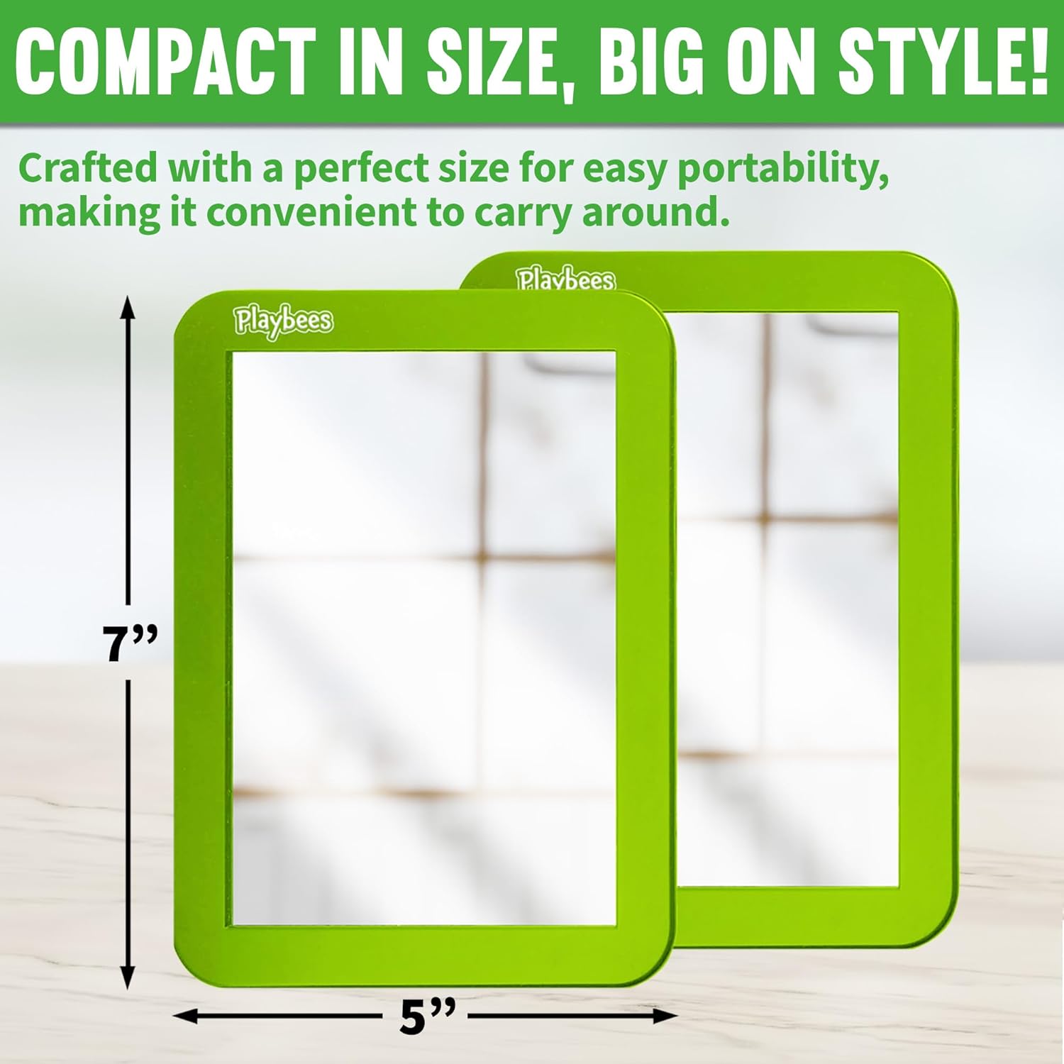 Espejo magnético para casillero, paquete de 2 (verde) – Ideal para casillero escolar, baño, refrigerador, gabinete de oficina, caja de herramientas