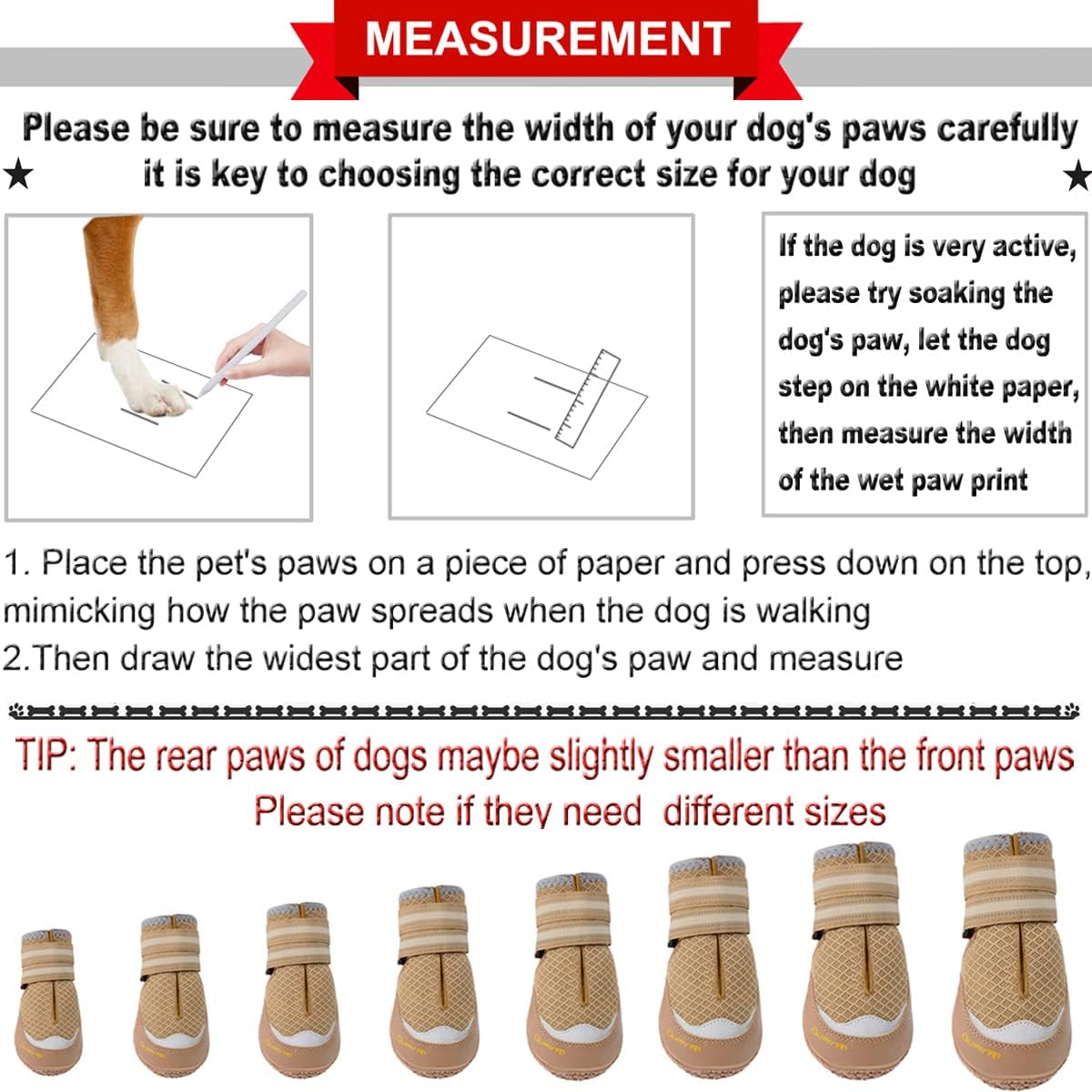 QUMY 4 zapatos de perro para pavimento caliente, botas de perro medianas y grandes y protectores de patas para protección contra el calor del