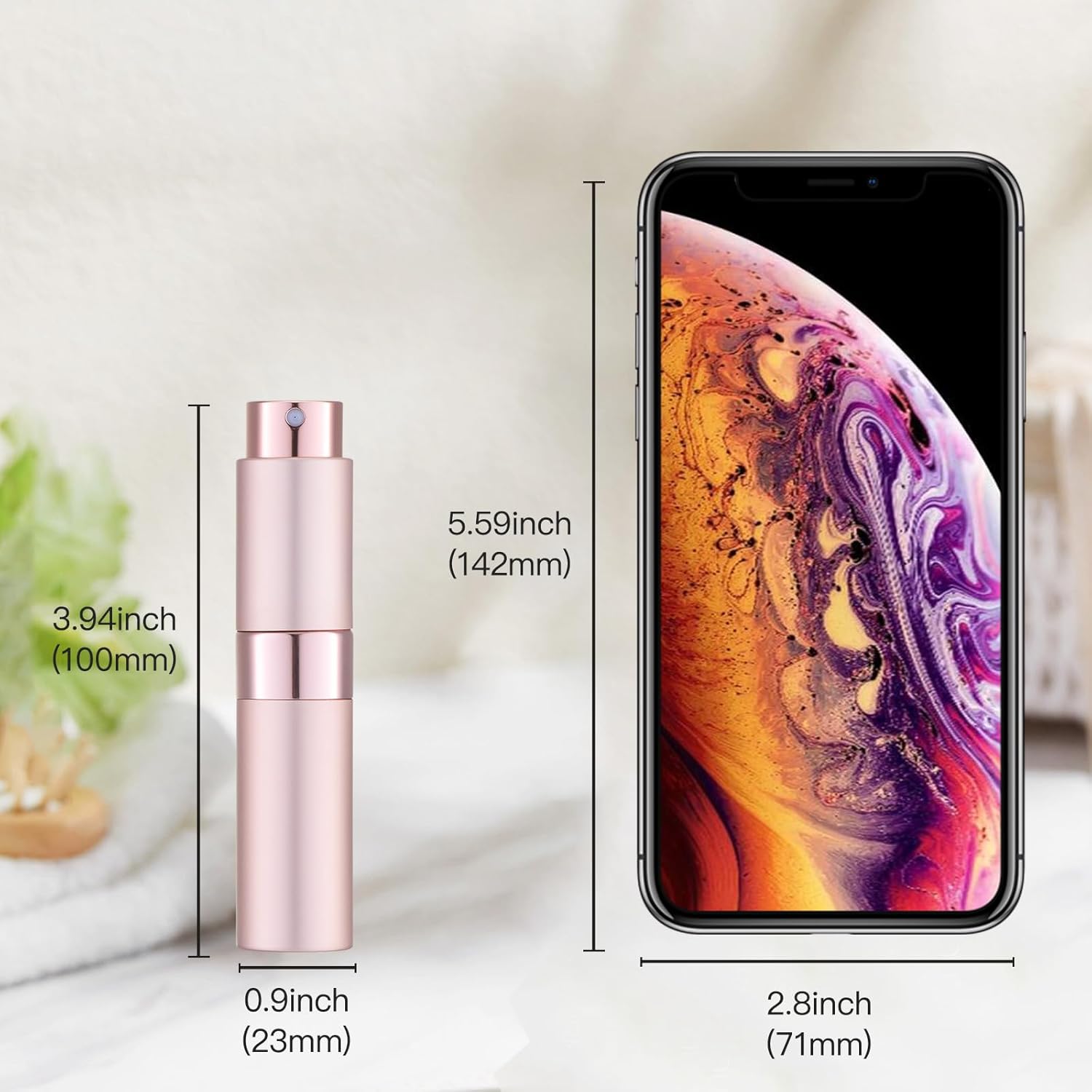 Tekson Atomizador de perfume de viaje de 0.3 fl oz, recargable, mini botella de spray de colonia vacía, pequeño rociador portátil para después del