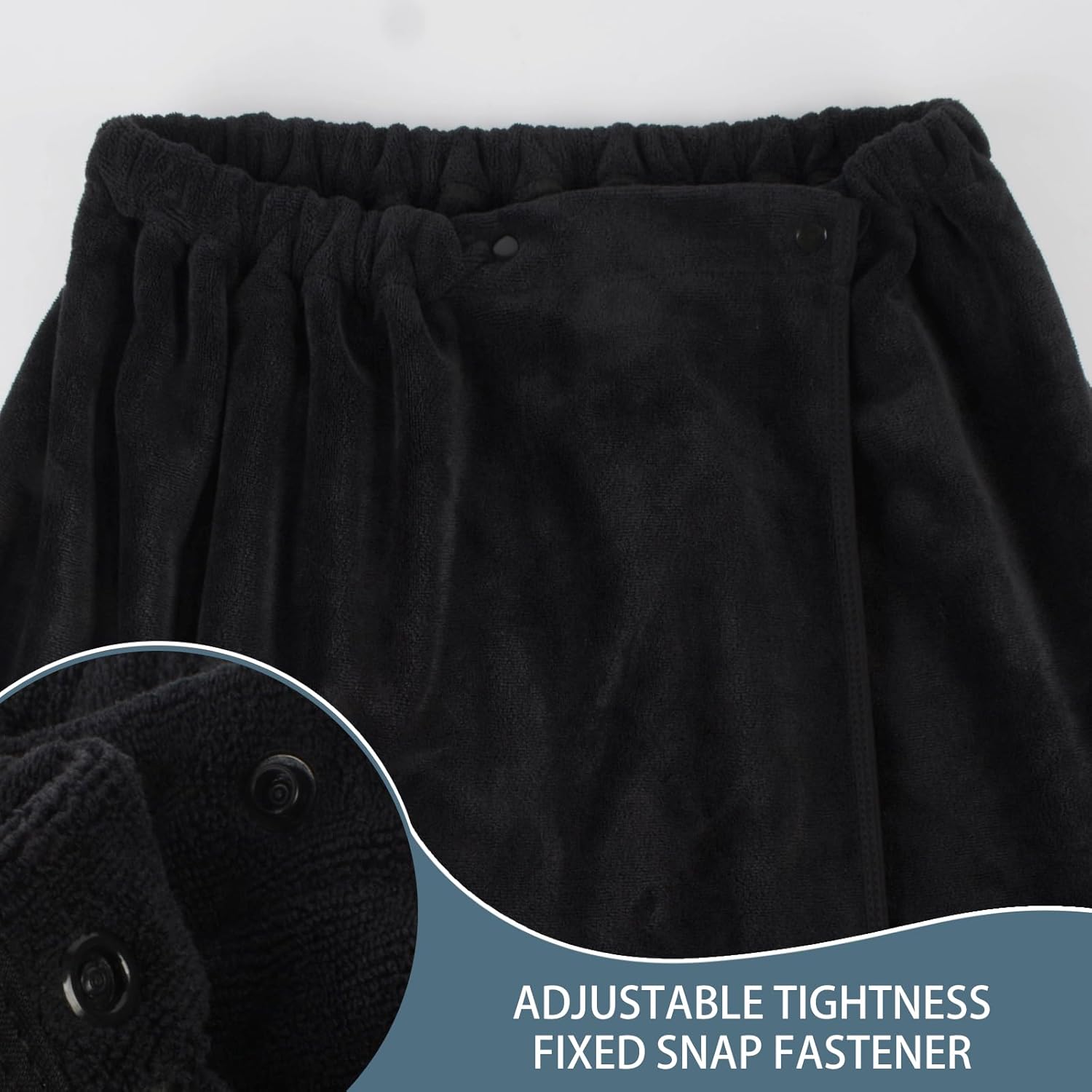SINLAND Toallas de baño de microfibra ligeras hasta la rodilla para mujer, con cierre ajustable, 32 x 60 pulgadas, color negro