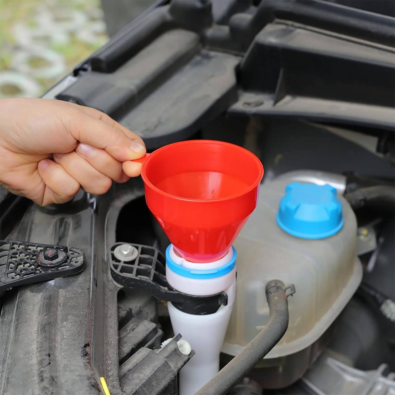 JUAWTYUK Embudo largo de plástico de boca ancha, embudo universal de boca ancha de 3 pulgadas con manguera flexible de 21 pulgadas, ideal para