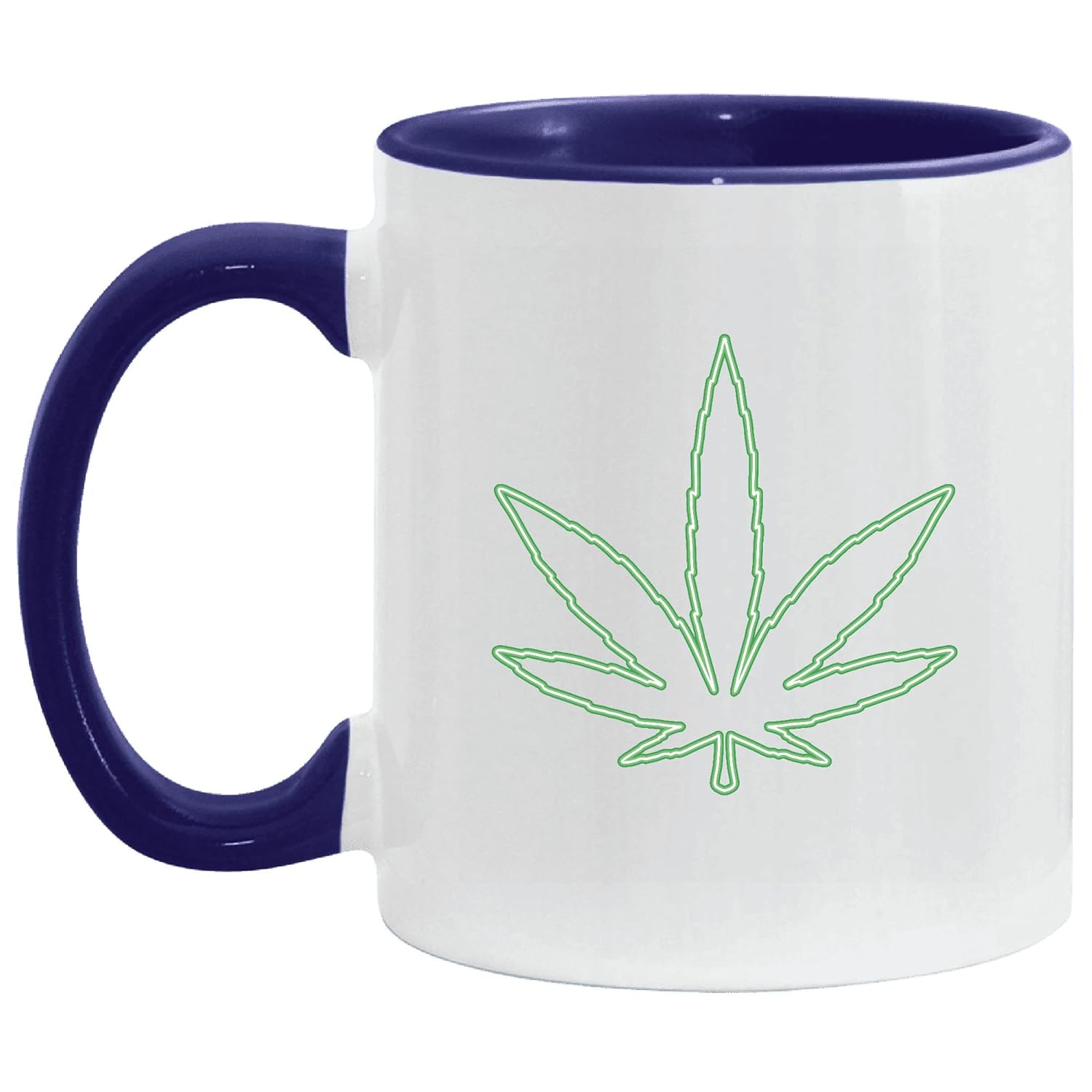 Neon Marihuana Leaf Design Gift for Cannabis Lovers Sweas 11oz 15oz Inner Color Accent Mug