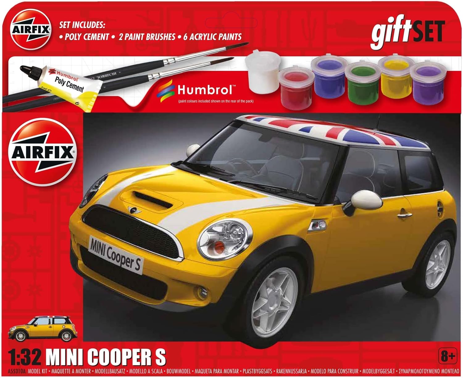 Airfix Starter Gift Set Mini Cooper S 132 Racing Car Kit de modelo de plástico A55310A