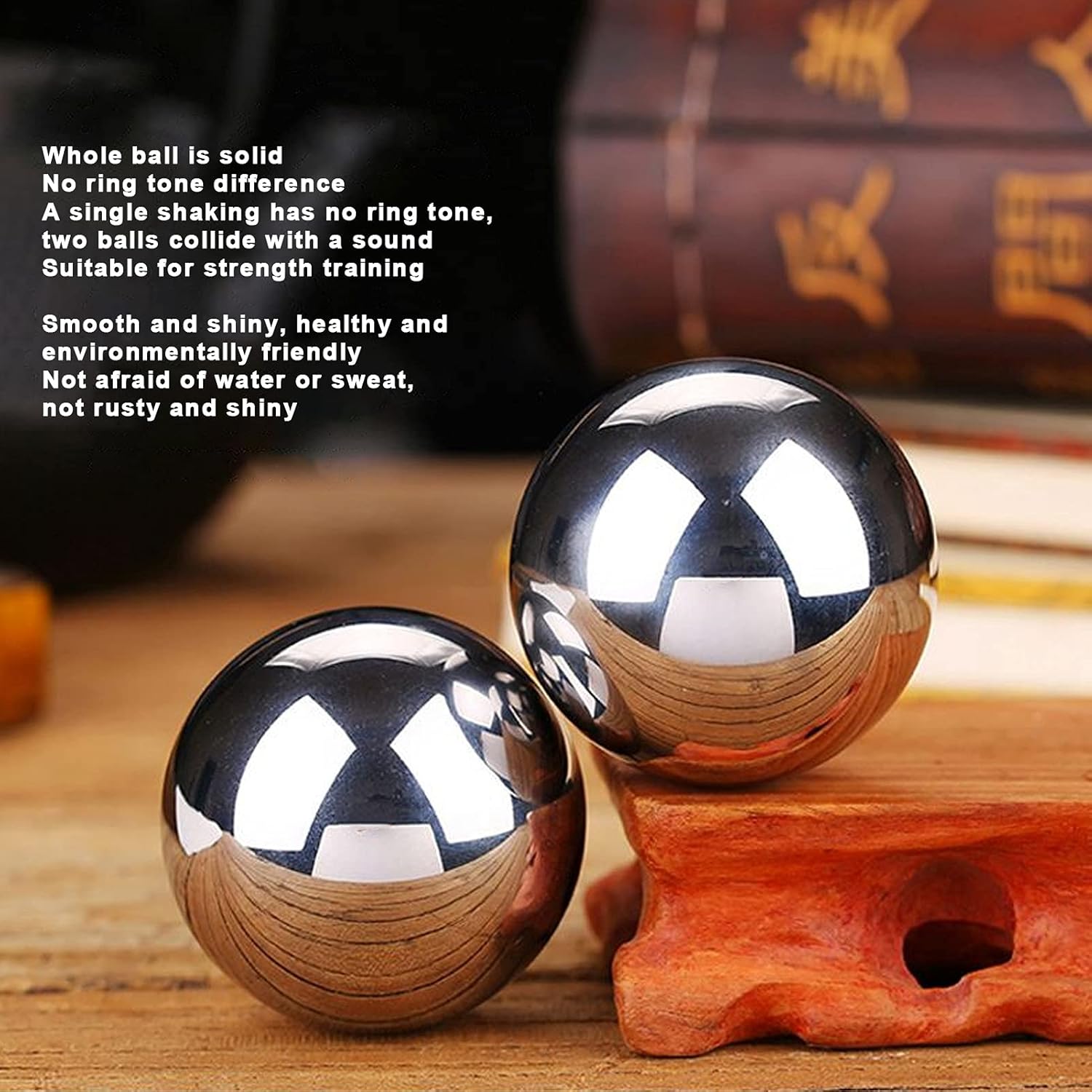 Bola de acero de mano, 2 bolas de acero de mano, bolas de baoding de acero inoxidable, bolas de meditación, utilizadas para recuperación de función