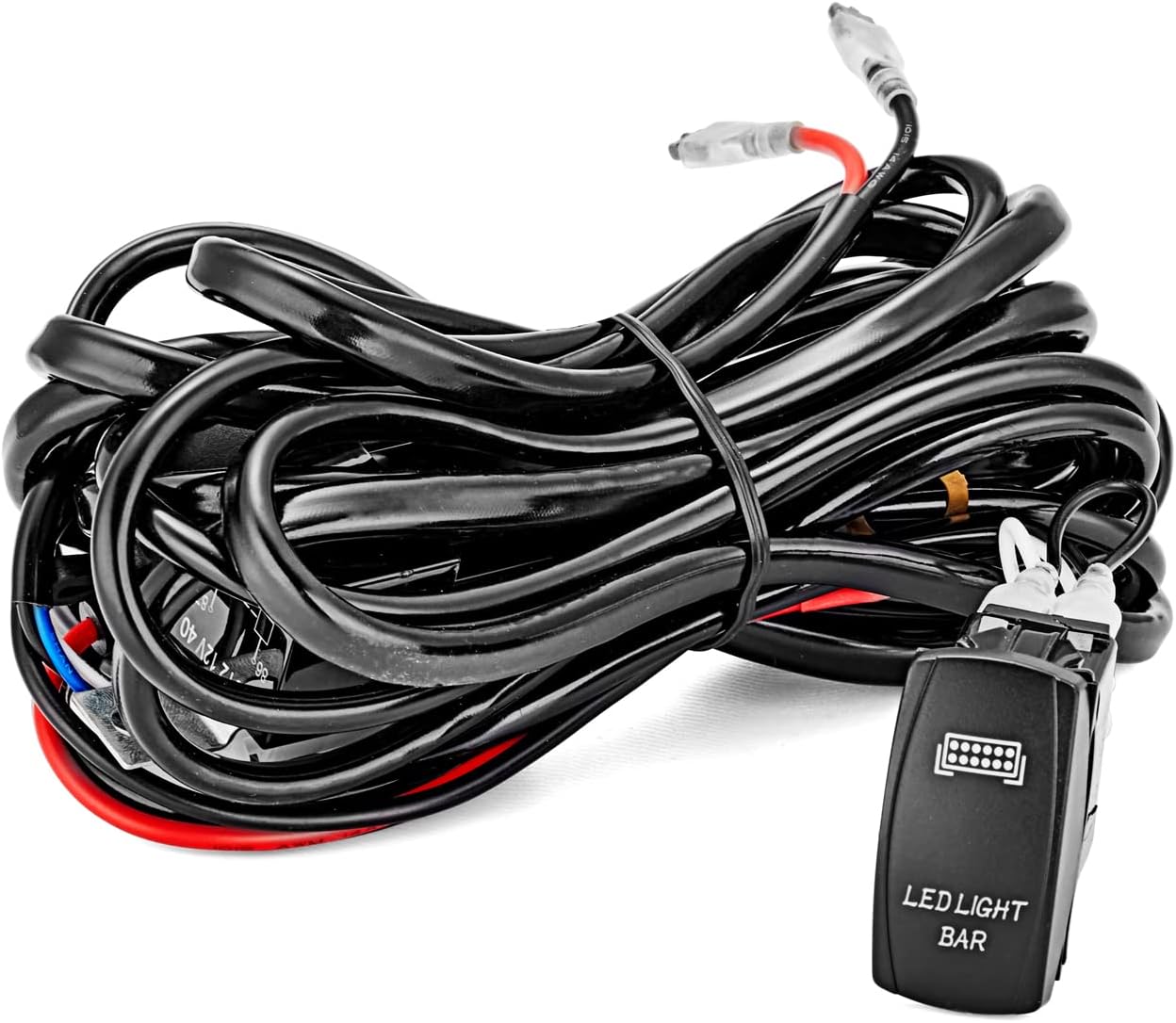 Kit de arnés de cableado universal de barra de luz LED de 1 plomo, interruptor basculante, 40A, 12V, encendido y apagado, fusible, compatible con
