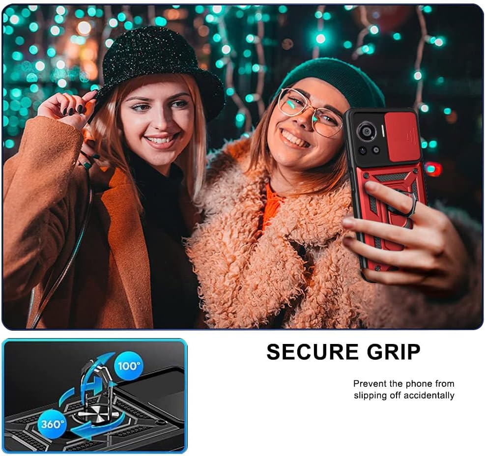 Ysnzaq Funda resistente a prueba de golpes de grado militar para Motorola Edge 30 Ultra de 6.67 pulgadas, protección de lente de ventana deslizante