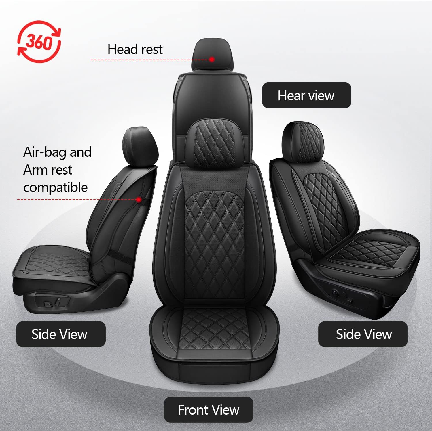 MIROZO Dodge Ram Juego completo, 5 fundas de asiento de automóvil impermeables para Ram 1500 2500 3500 Crew Quad modelos 2009-2024 compatibles con