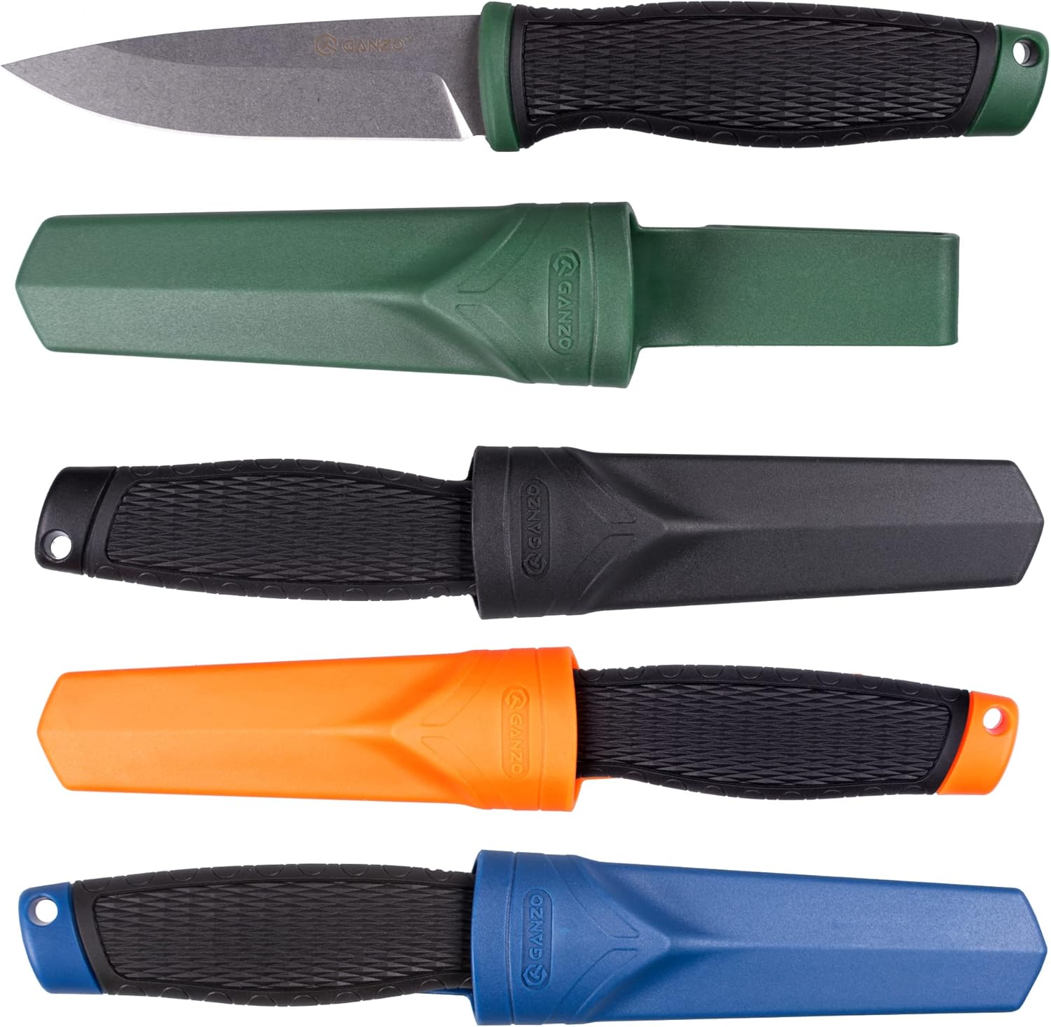Ganzo G806-GB Cuchillo de hoja fija 8CR14 Hoja de acero inoxidable ergonómico Mango antideslizante Camping Caza Pesca al aire libre EDC Cuchillo con