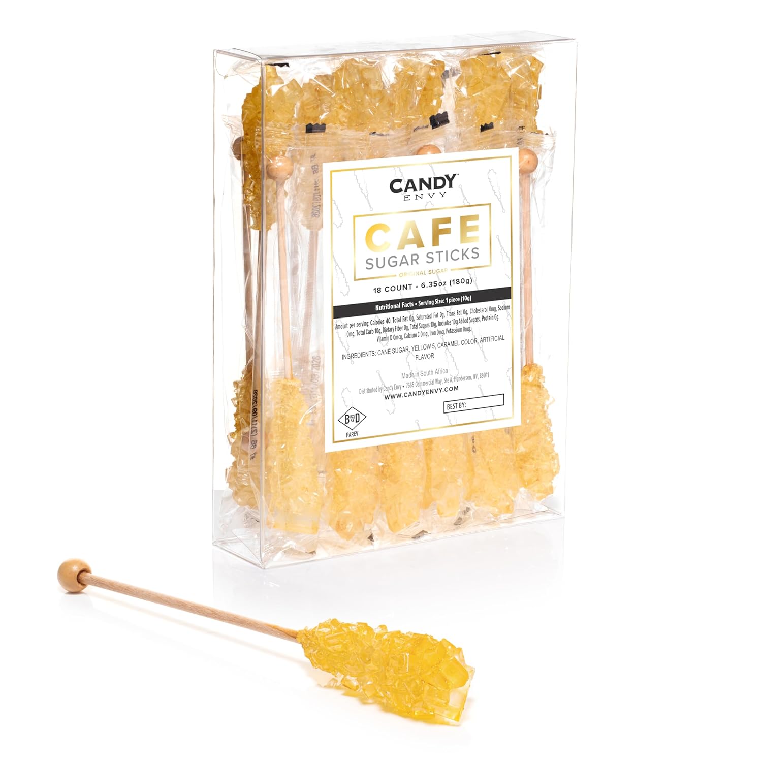 Candy Envy – Palitos de azúcar de café de oro de 18 quilates – Envueltos individualmente – Sabor original a azúcar