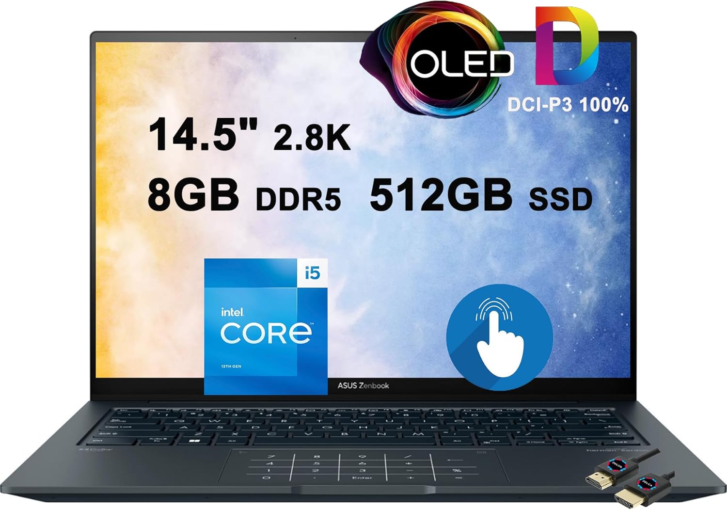 asus Zenbook 14X OLED Business Laptop  14.5 pulgadas 2.8K 120Hz Touch 550nits DCI-P3 100%  13 generación Intel 12-core i5-13500H i7-12700H  8GB DDR5