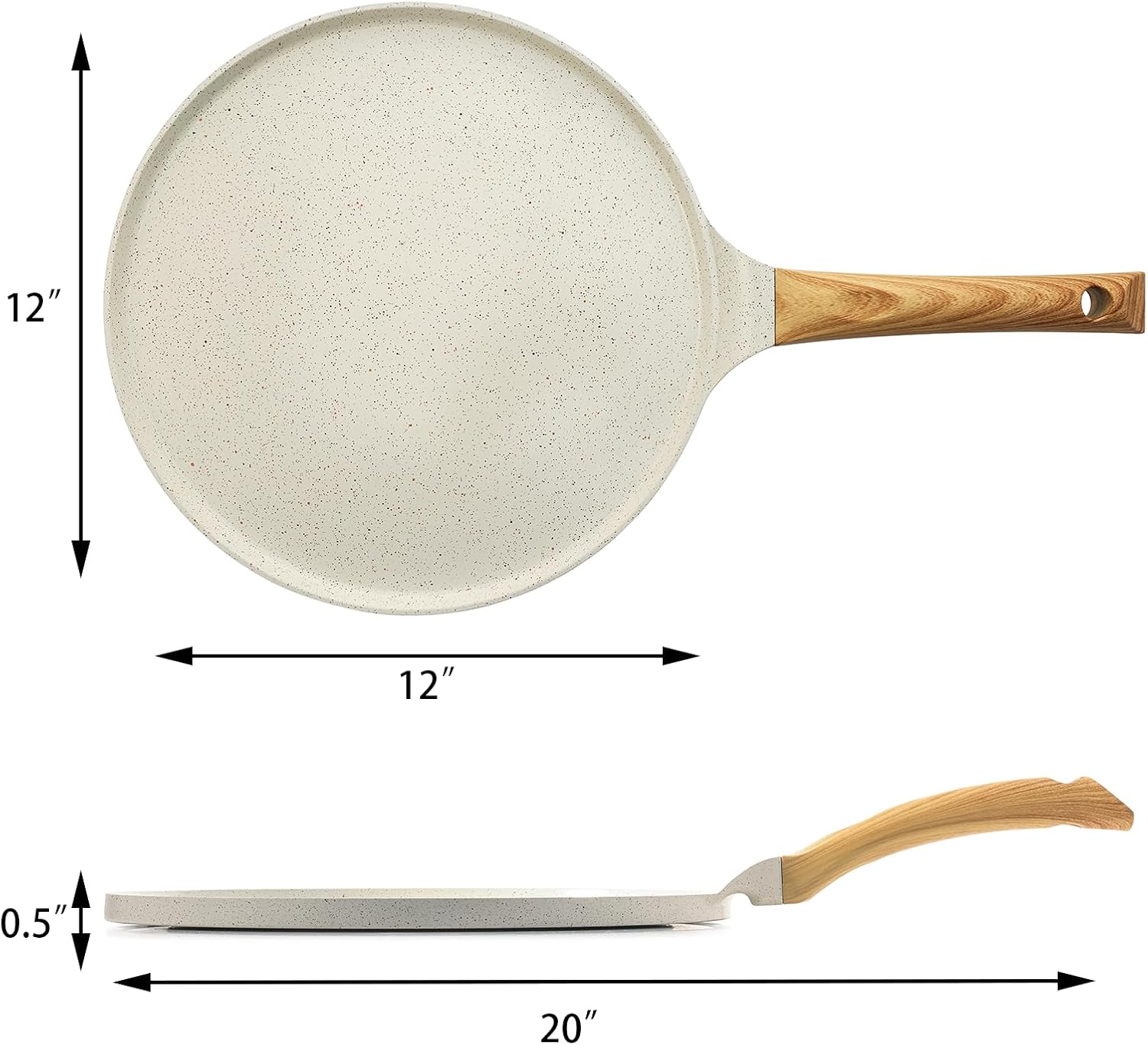 SENSARTE Sartén antiadherente para crepas con esparcidor, revestimiento de cerámica natural de 12 pulgadas, sartén plana para panqueques, sartén