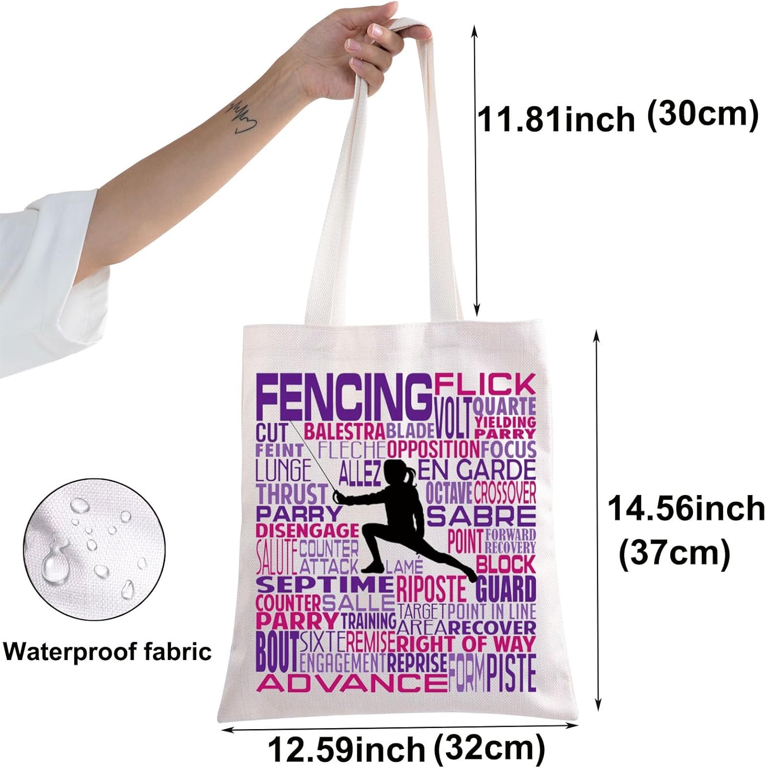 BWWKTOP Esgrima Deporte Tote Bag Esgrima Regalos Esgrima Entrenador Regalo Esgrima Bolso de Hombro para Esgrima Amantes