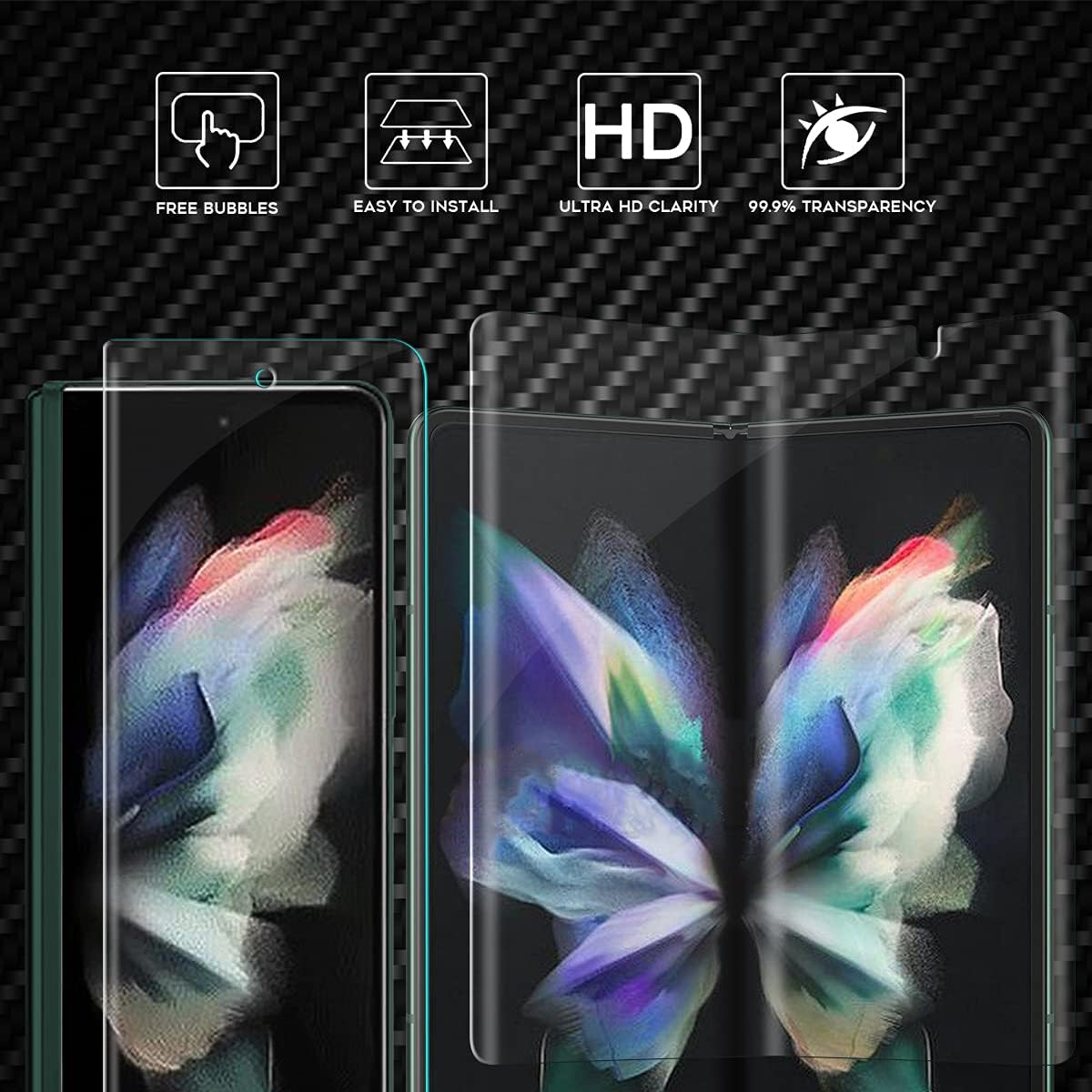 Orzero – Protector de pantalla compatible con Samsung Galaxy Fo3 (calidad premium) de borde a borde (cobertura completa), alta definición,