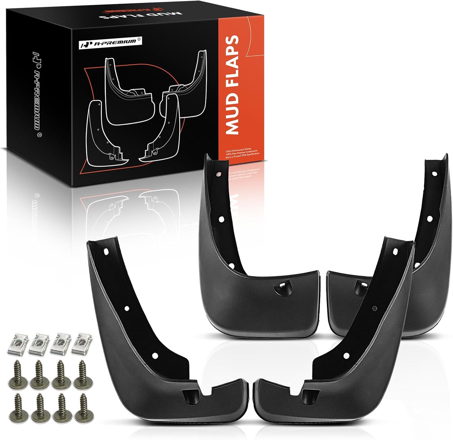 A-Premium Juego de 4 unidades de guardabarros con kits de herramientas compatibles con Toyota Highlander, 2001-2007, Sport Utility, color negro,