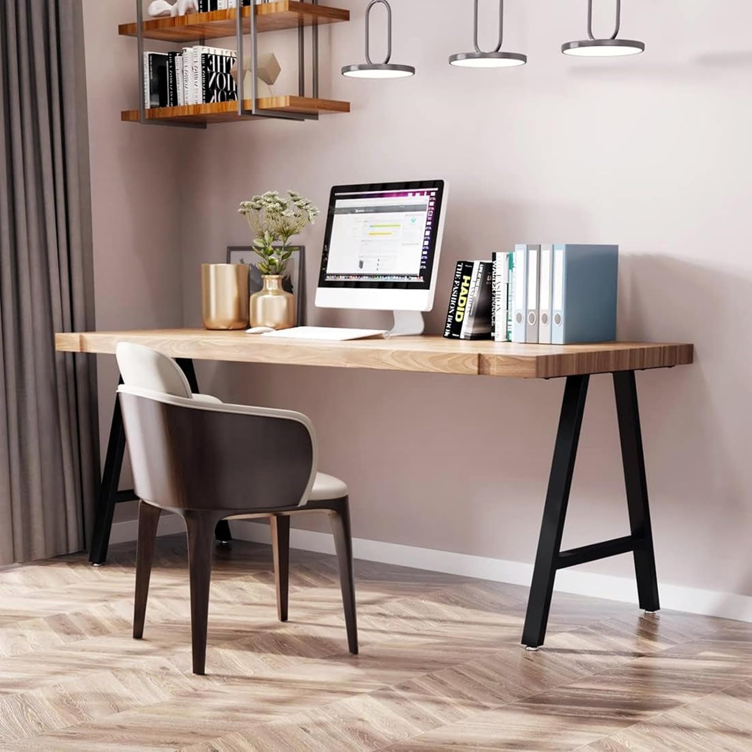 HOMEKAYT Patas de metal para mesa, patas de escritorio de 28 pulgadas de alto x 24 pulgadas de ancho, patas de mesa de estilo industrial y moderno,