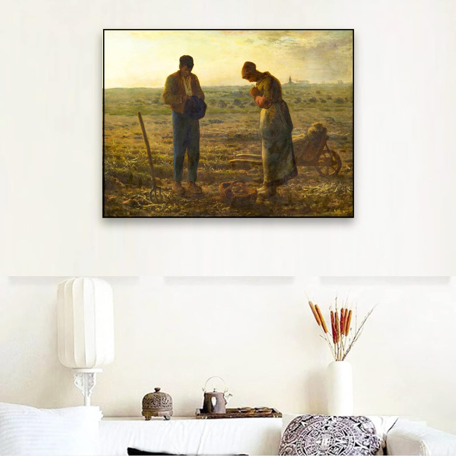 ZZPT Jean Francois Millet The Angelus – Póster de pintura en lienzo, famosas impresiones artísticas para sala de estar, dormitorio, decoración del