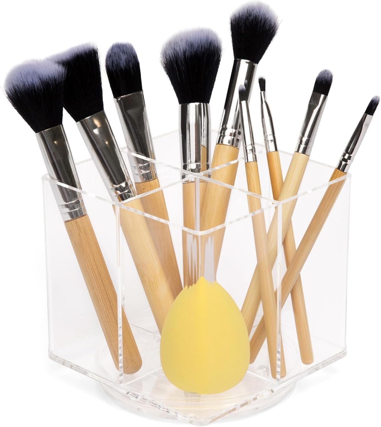 Organizador de brochas de maquillaje, organizador de maquillaje giratorio con 4 compartimentos, perfecto para herramientas de belleza, papelería,