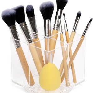 Organizador de brochas de maquillaje, organizador de maquillaje giratorio con 4 compartimentos, perfecto para herramientas de belleza, papelería, Organizador de brochas de maquillaje, organizador de maquillaje giratorio con 4 compartimentos, perfecto para herramientas de belleza, papelería,