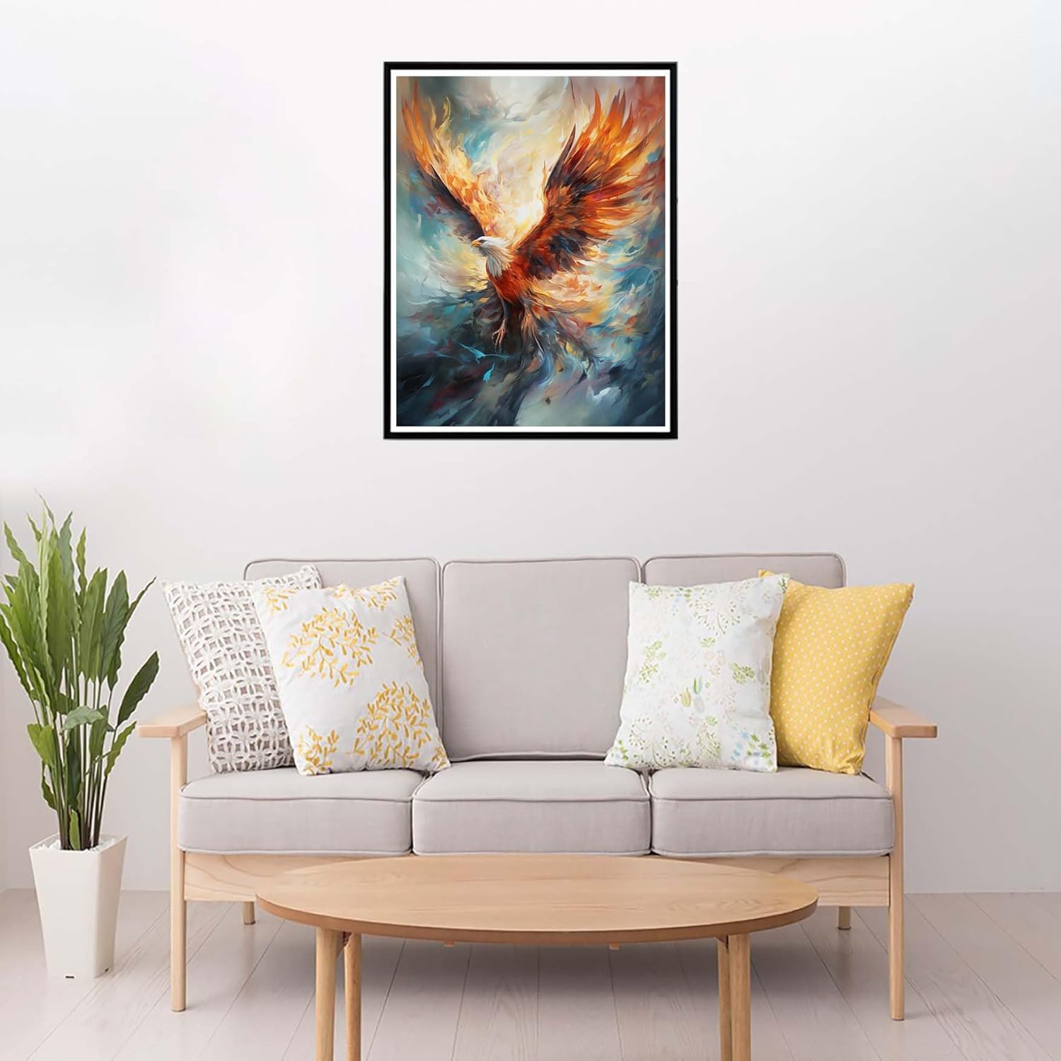 Cuneai – Kit de pintura de diamante 5D Phoenix  Taladro redondo por números, manualidades coloridas, bordado de cristal para decoración de pared del
