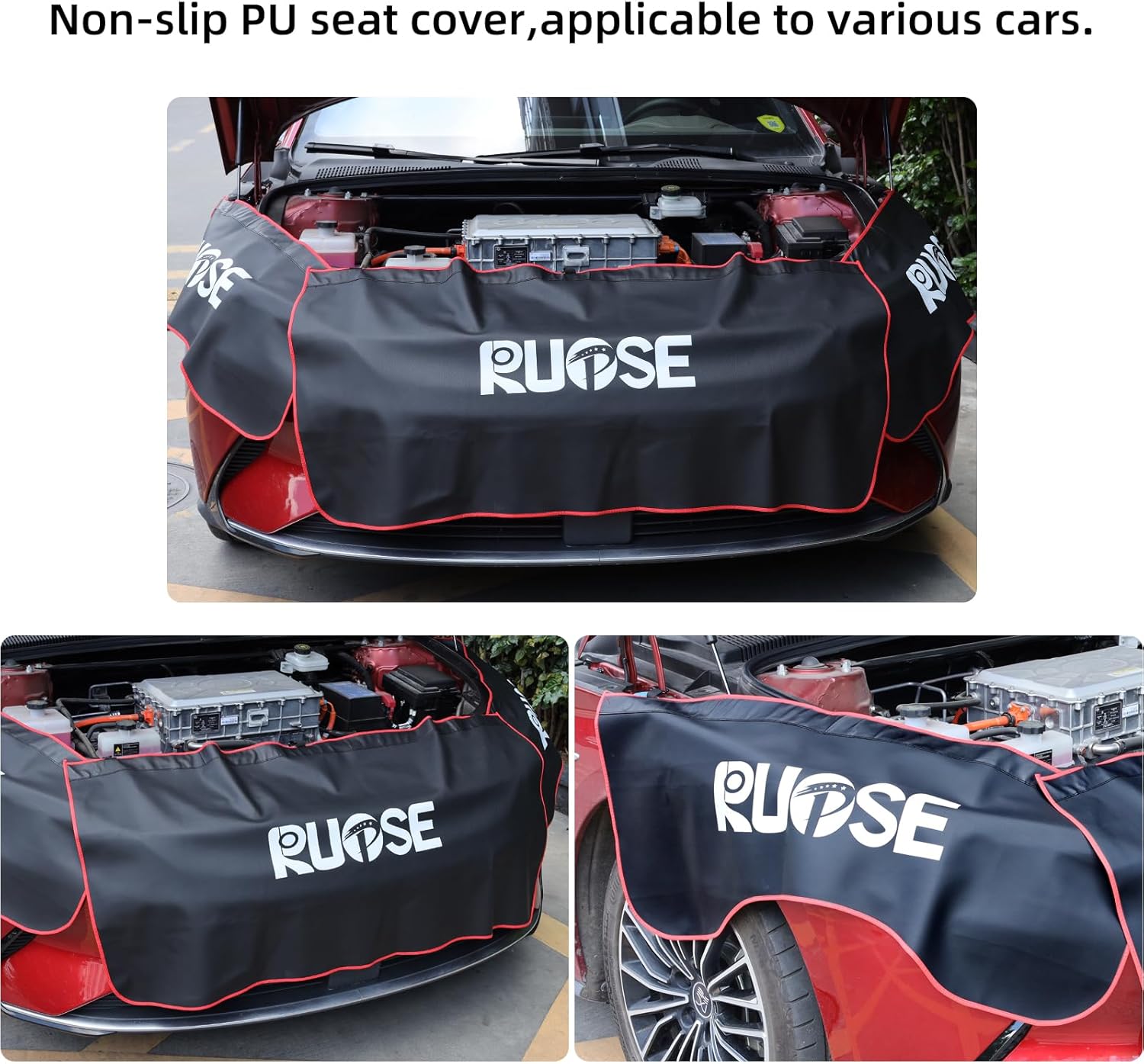 RUPSE Tapete magnético para guardabarros de mecánico automotriz, tapete protector para reparación de trabajos automotrices (negrorojo, mediano)