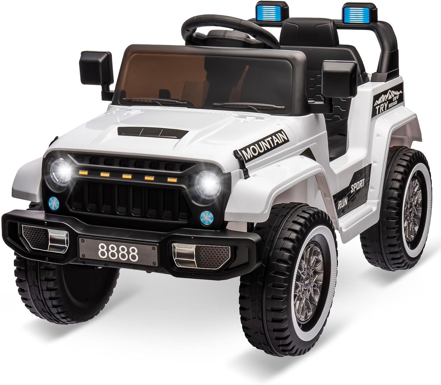 Auto eléctrico para niños, auto de 12 V con control remoto, suspensiones de resorte, auto de juguete con 3 velocidades, luces LED, música, MP3,
