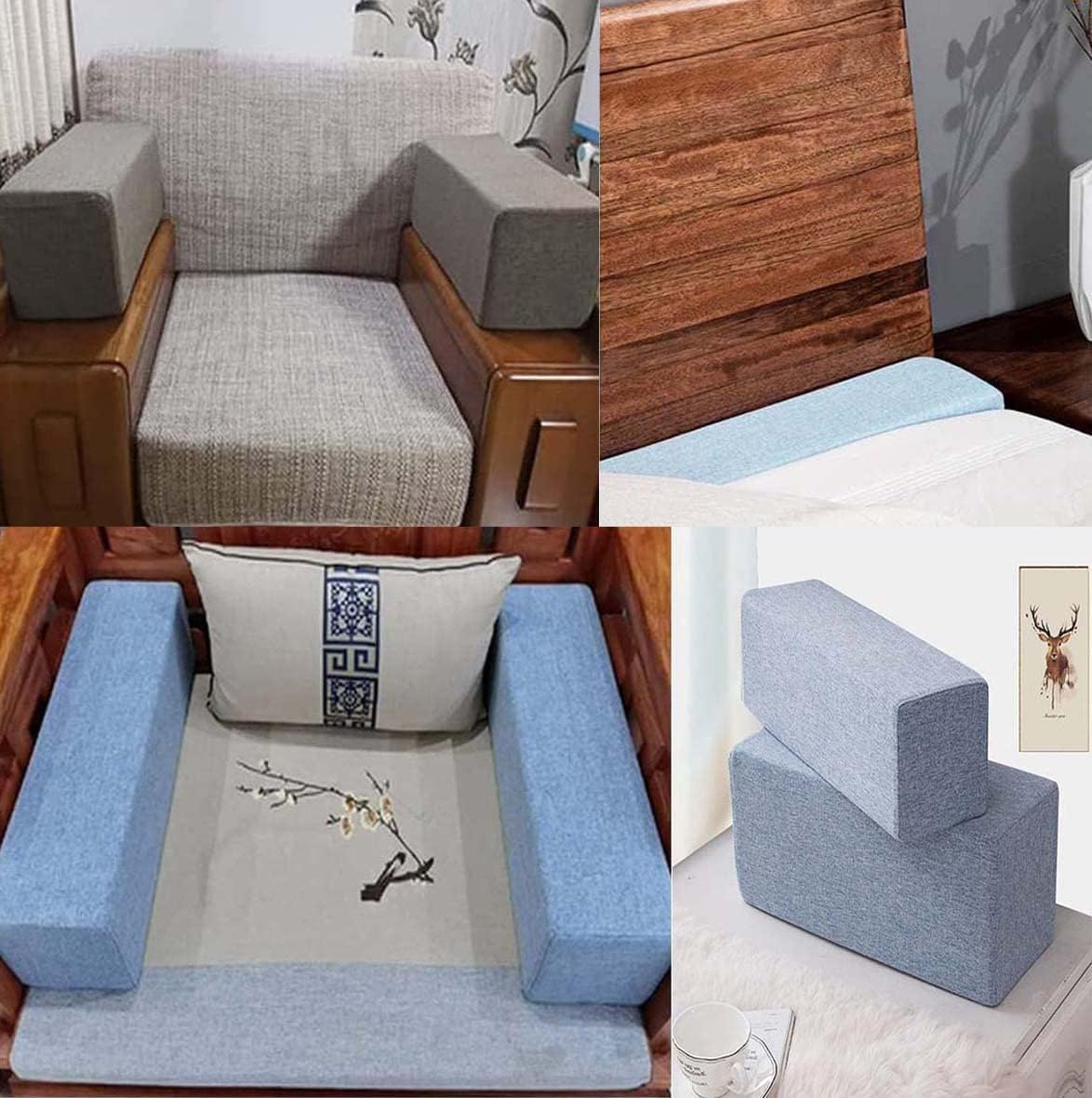 Almohada de cama para cabecero de 47 x 4 x 3 pulgadas de largo, para cama individualdobleking, relleno de espuma suave, cojín de protección para
