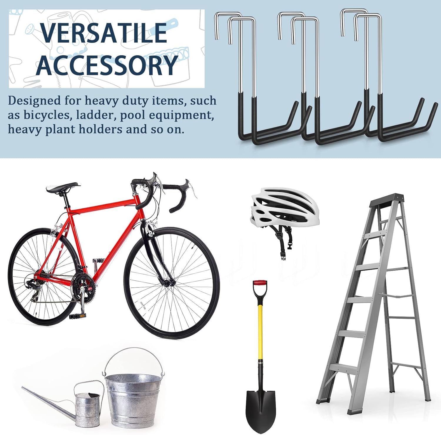 Paquete de 6 ganchos resistentes para colgar ganchos grandes con revestimiento de vinilo en forma de S para colgar escaleras, perchas para