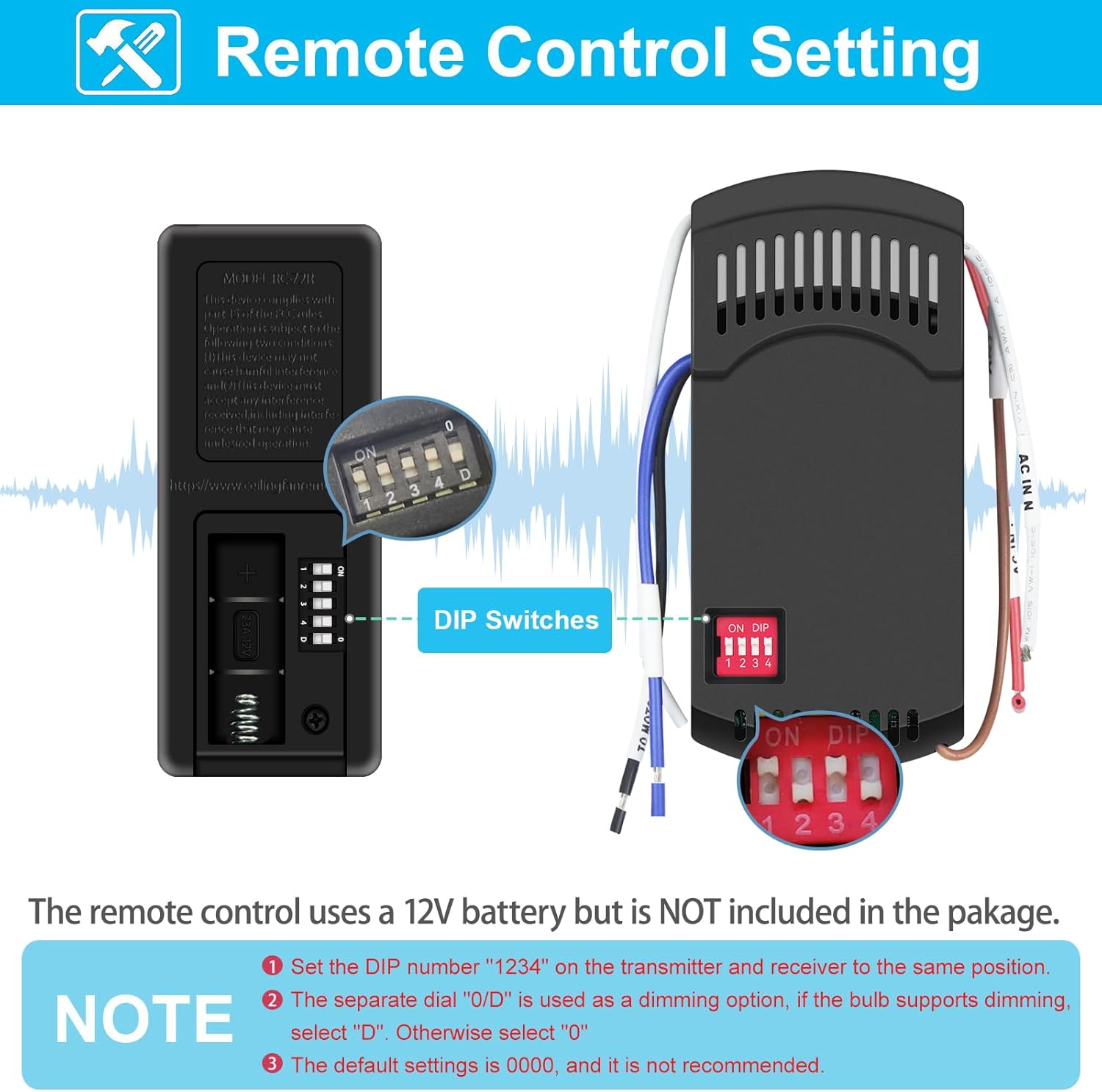 Hampton Bay – Kit de control remoto de ventilador de techo, control remoto universal con atenuador de luz, funciona con ventiladores de techo de CA
