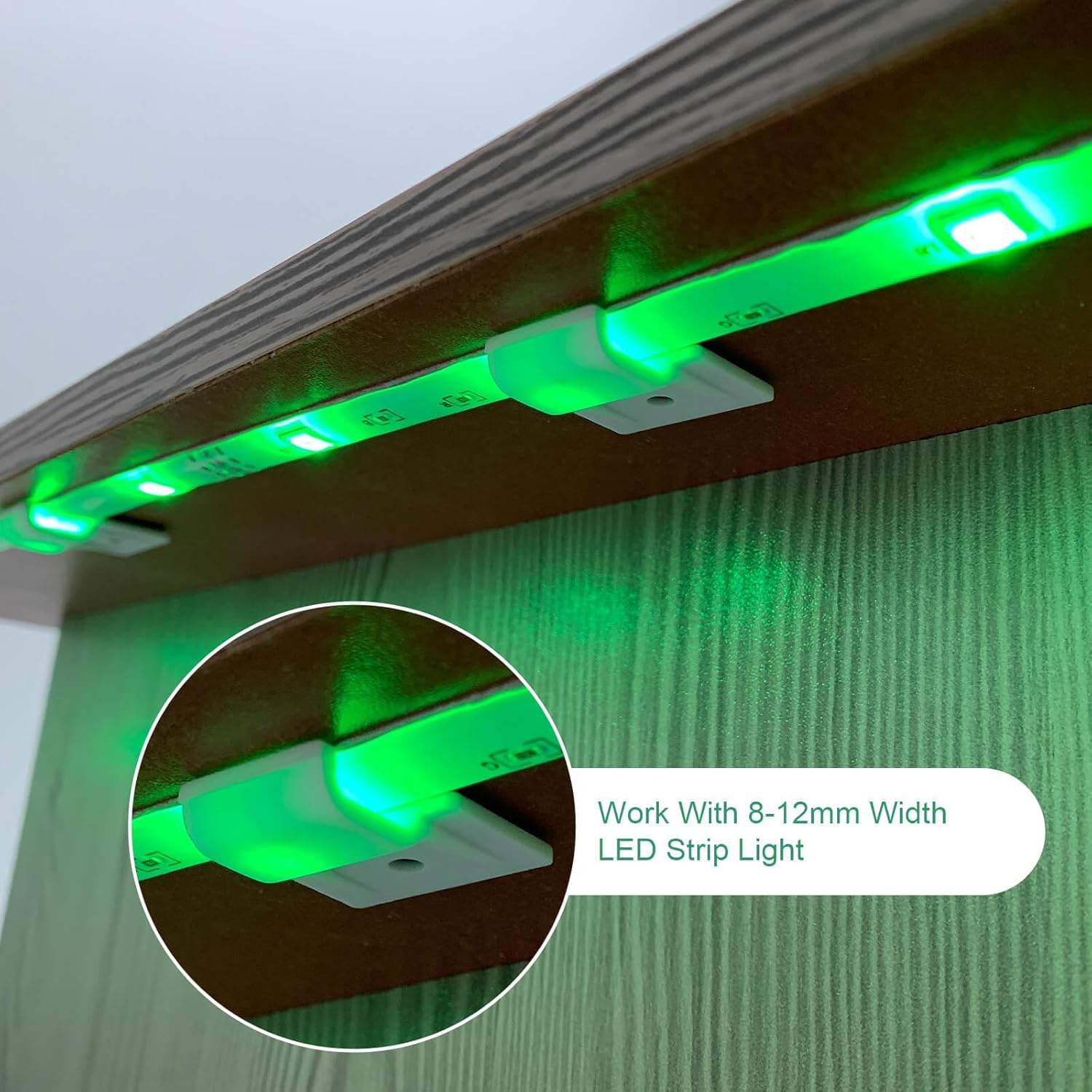Rxment Clips de montaje para tiras de luces LED con cinta autoadhesiva + tornillos, soportes de montaje ideales para tiras de luz de 8 a 0.394 in,