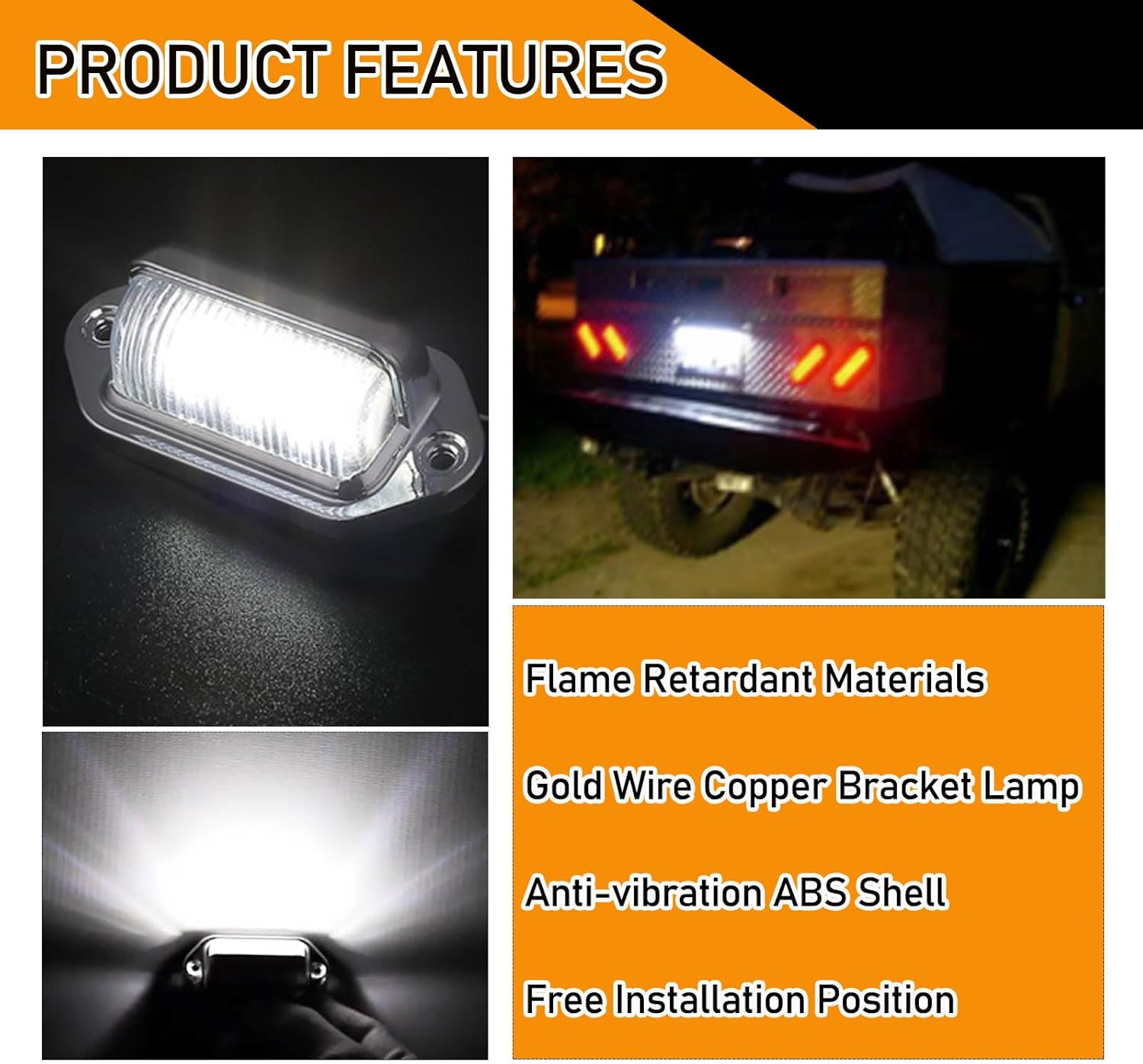Pack-2 – Lámpara de matrícula de automóvil, bombilla LED ABS, luz trasera impermeable para automóvil, luz de techo de 6500 K, reemplazo de bombilla