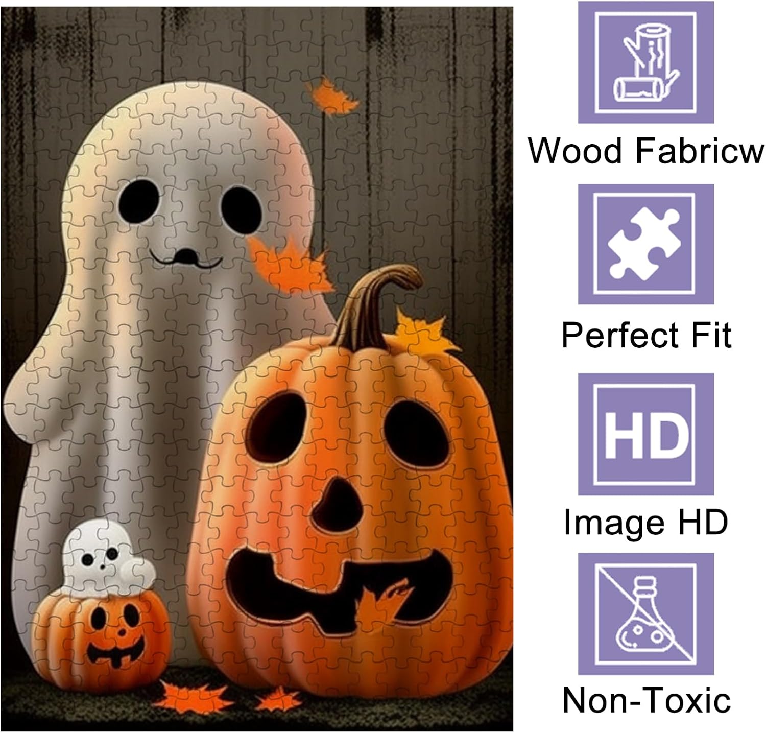 Rompecabezas de Halloween 2023 lindo juego de rompecabezas minimalista con temática navideña de calabaza fantasma para adultos, 500 piezas de