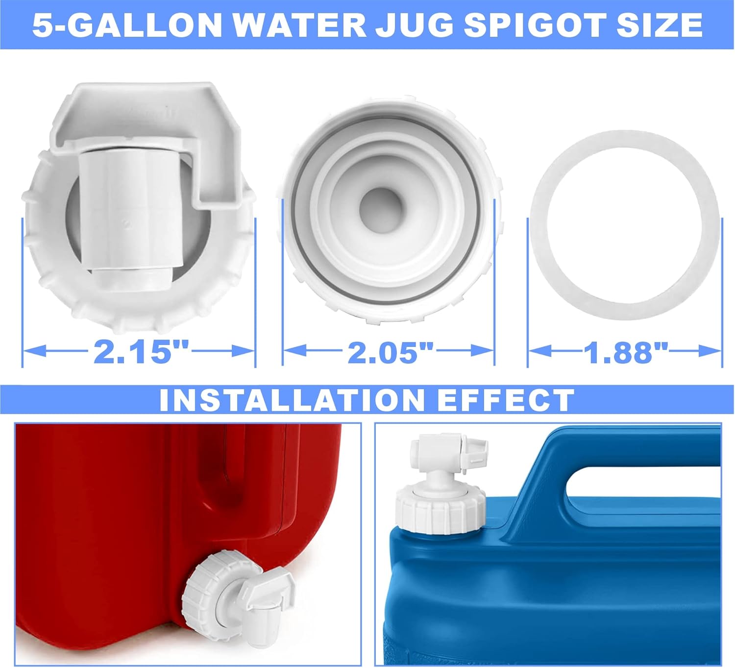 Grifo para jarra de agua de 5 galones, kit de montaje de grifo de repuesto para jarra de agua. Compatible con Coleman de 5 galones modelo 5620 azul