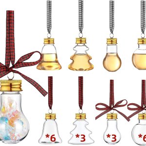 18 bolas de alcohol para fiestas navideñas, adornos de árbol de alcohol rellenables con calcomanías de cinta a cuadros de búfalo de plástico 18 bolas de alcohol para fiestas navideñas, adornos de árbol de alcohol rellenables con calcomanías de cinta a cuadros de búfalo de plástico